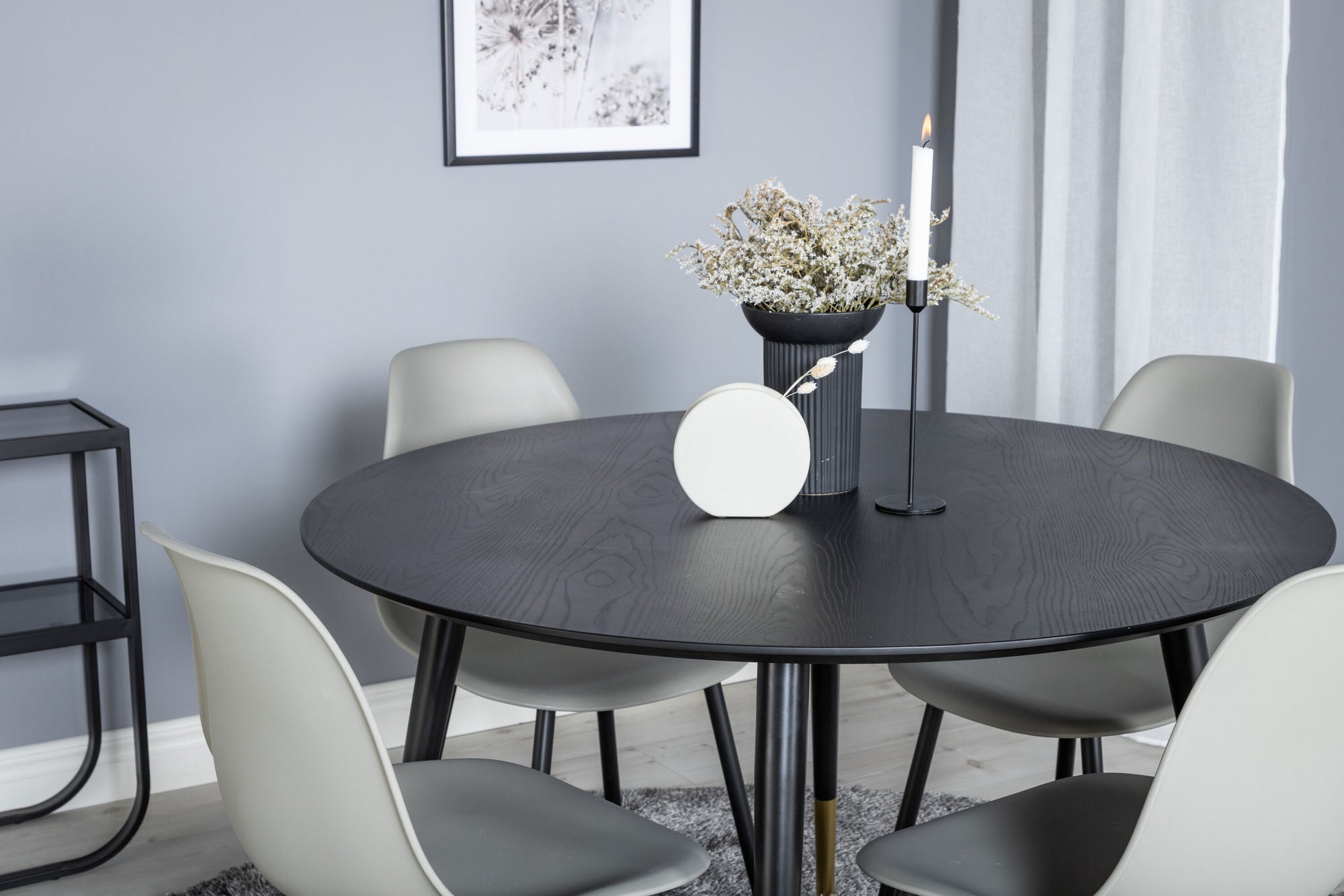 Venture Home Dipp spisebord - 115cm - Black / Black Brass+Polar Plastic Spisebordsstol - Black Legs / Grey Plastic_4