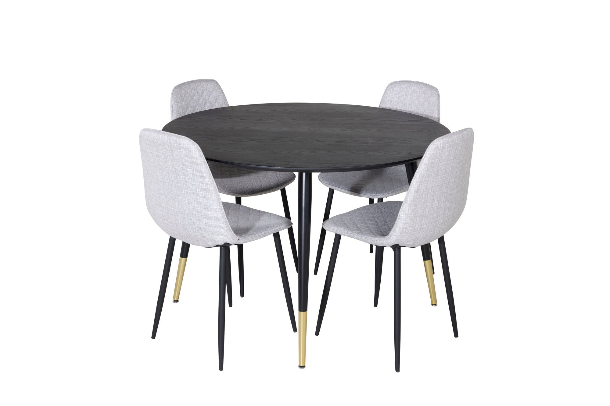 Venture Home Dipp spisebord - 115cm - Black / Black Brass+Polar Diamond Spisebordsstol - Black Legs - Grey Fabric_4
