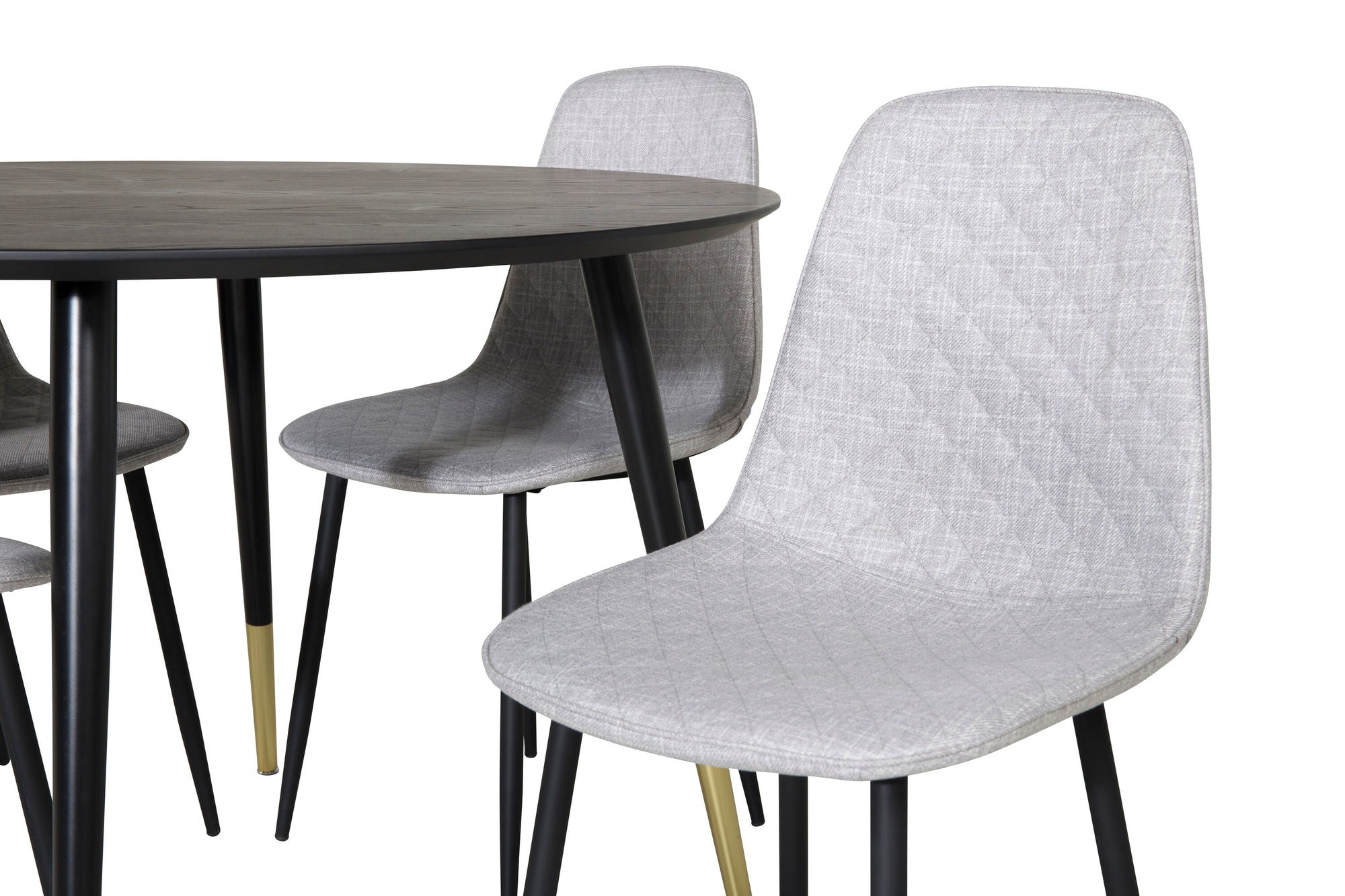 Venture Home Dipp spisebord - 115cm - Black / Black Brass+Polar Diamond Spisebordsstol - Black Legs - Grey Fabric_4