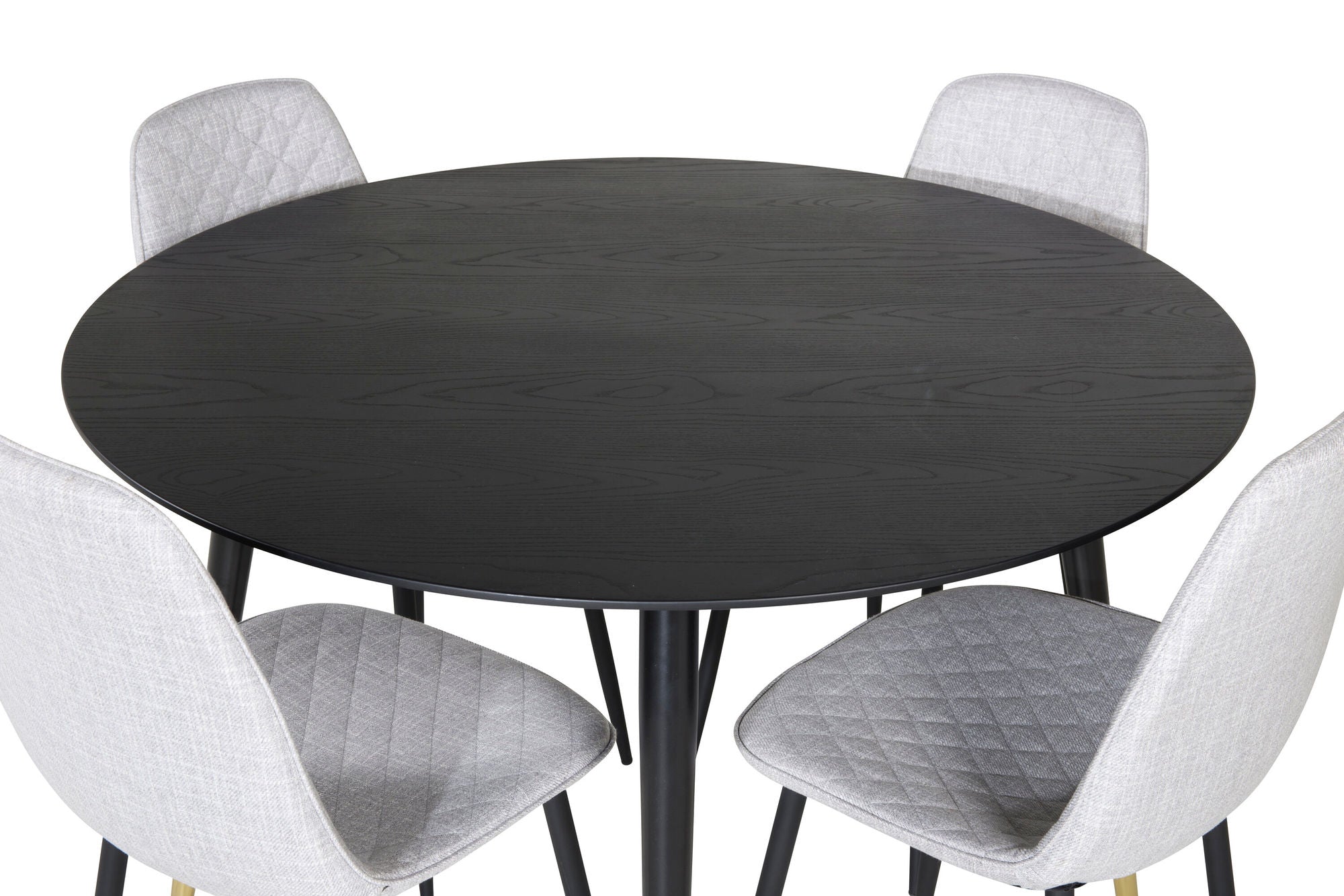 Venture Home Dipp spisebord - 115cm - Black / Black Brass+Polar Diamond Spisebordsstol - Black Legs - Grey Fabric_4