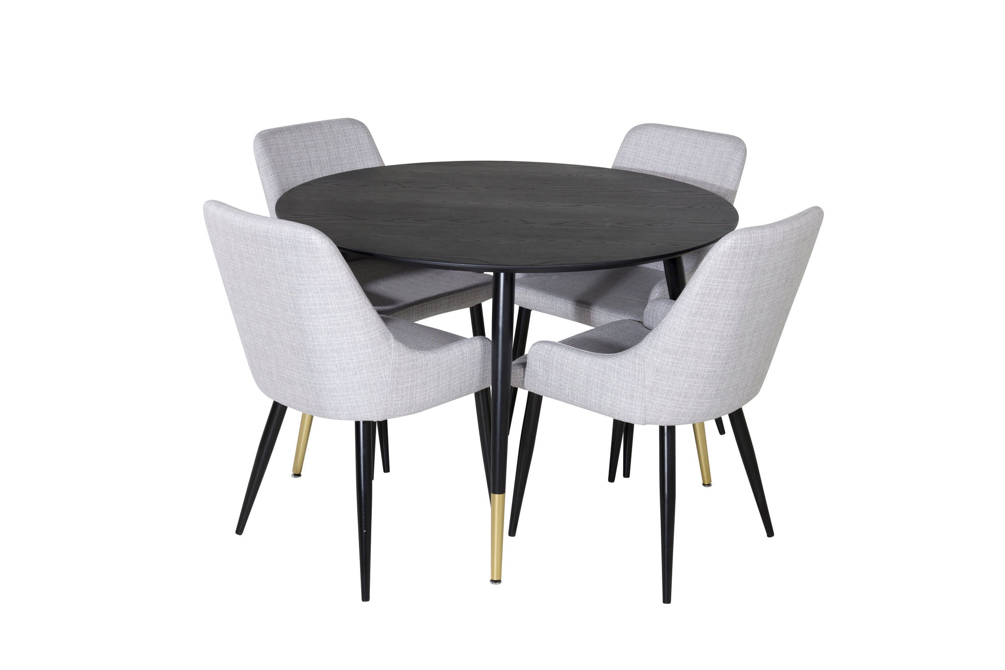 Venture Home Dipp spisebord - 115cm - Black / Black Brass+Plaza Dining chair - Black legs - Light Grey Fabric_4