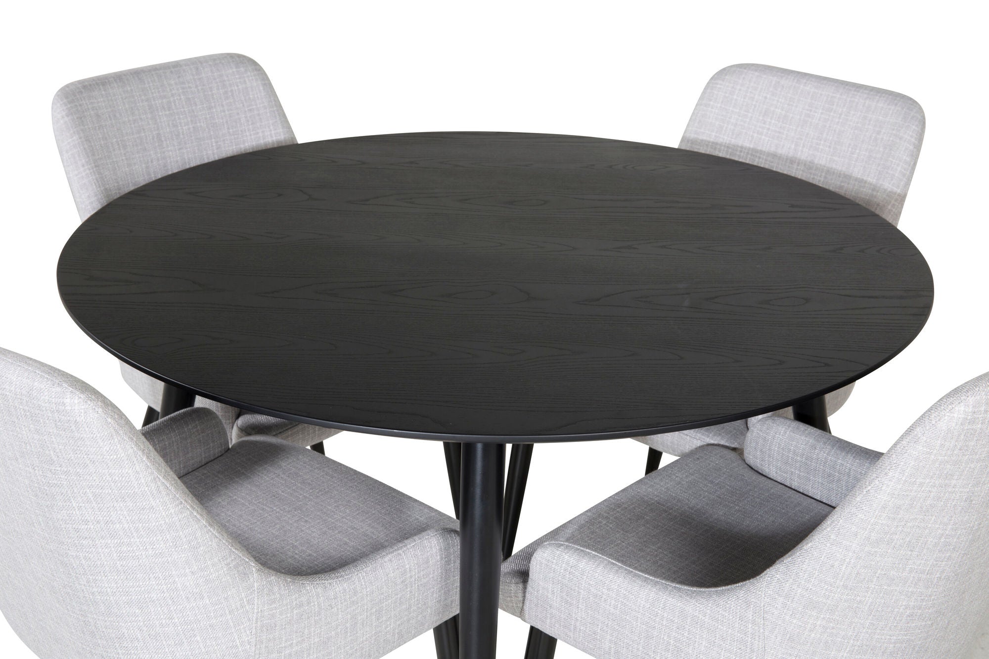 Venture Home Dipp spisebord - 115cm - Black / Black Brass+Plaza Dining chair - Black legs - Light Grey Fabric_4