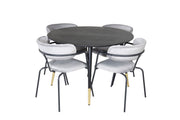 Venture Home Dipp spisebord - 115cm - Black / Black Brass+Arrow armchair - Black Legs - Grey Velvet_4