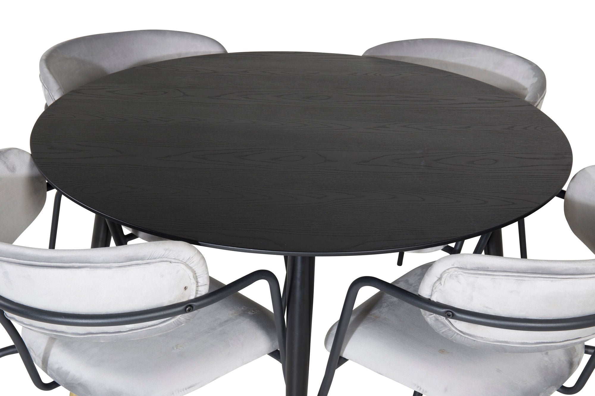 Venture Home Dipp spisebord - 115cm - Black / Black Brass+Arrow armchair - Black Legs - Grey Velvet_4