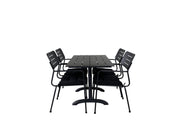Venture Home Denver 70*120 Black/Black+Nicke Dining chair w. armrest - Black Steel_4