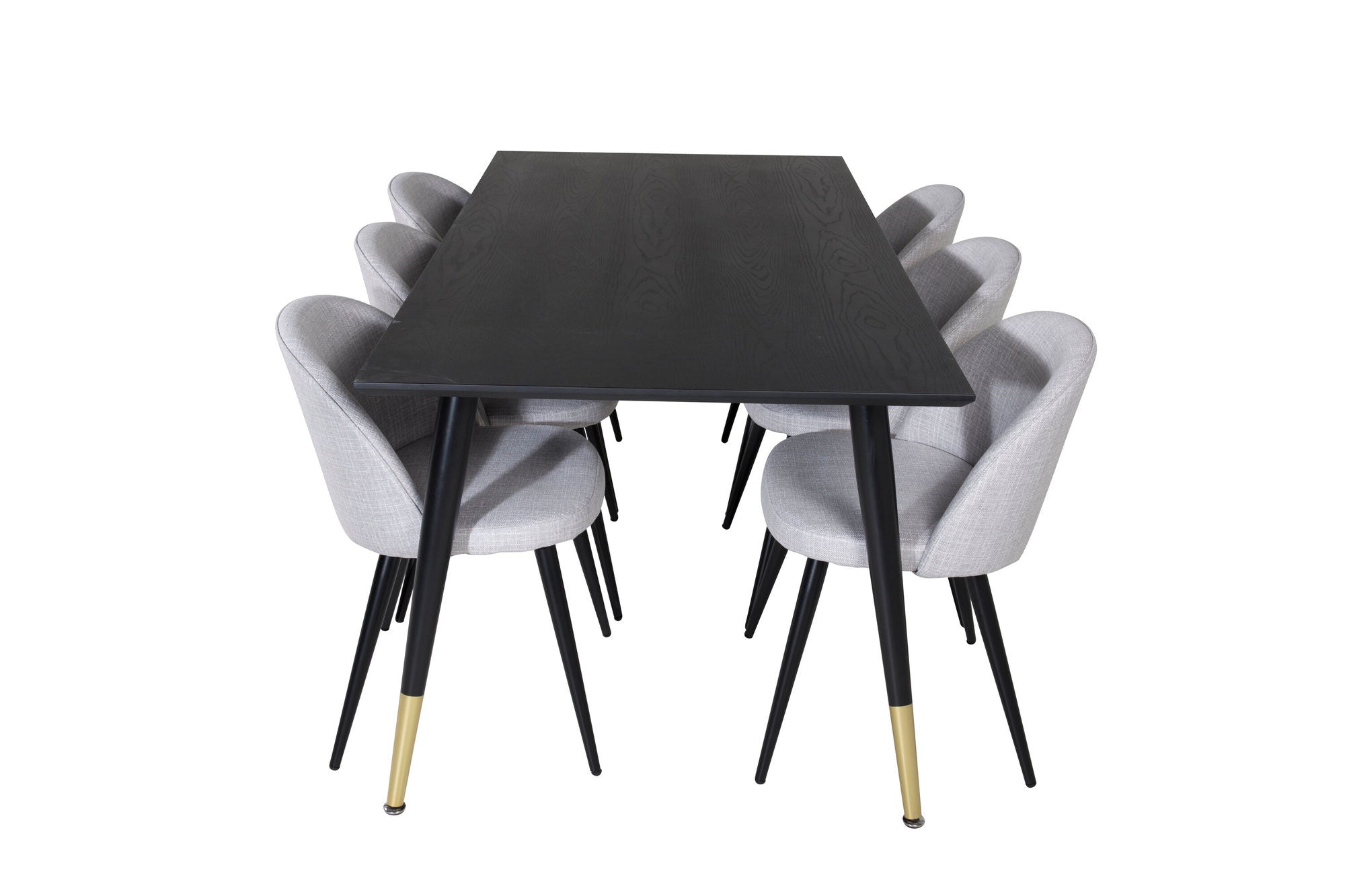 Venture Home Dipp spisebord - 180*90cm - Black / Black Brass+Velvet Dining Chiar - Black legs - Light GreyFabric_6