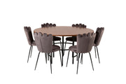 Venture Home Copenhagen - spisebord round - Brown / Black - Limhamn stol - Grey 6