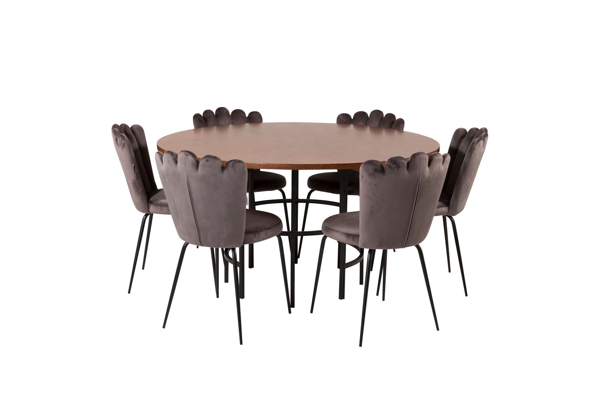 Venture Home Copenhagen - spisebord round - Brown / Black - Limhamn stol - Grey 6