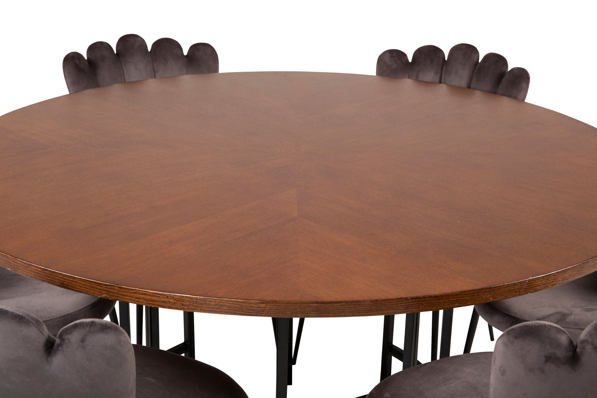 Venture Home Copenhagen - spisebord round - Brown / Black - Limhamn stol - Grey 6