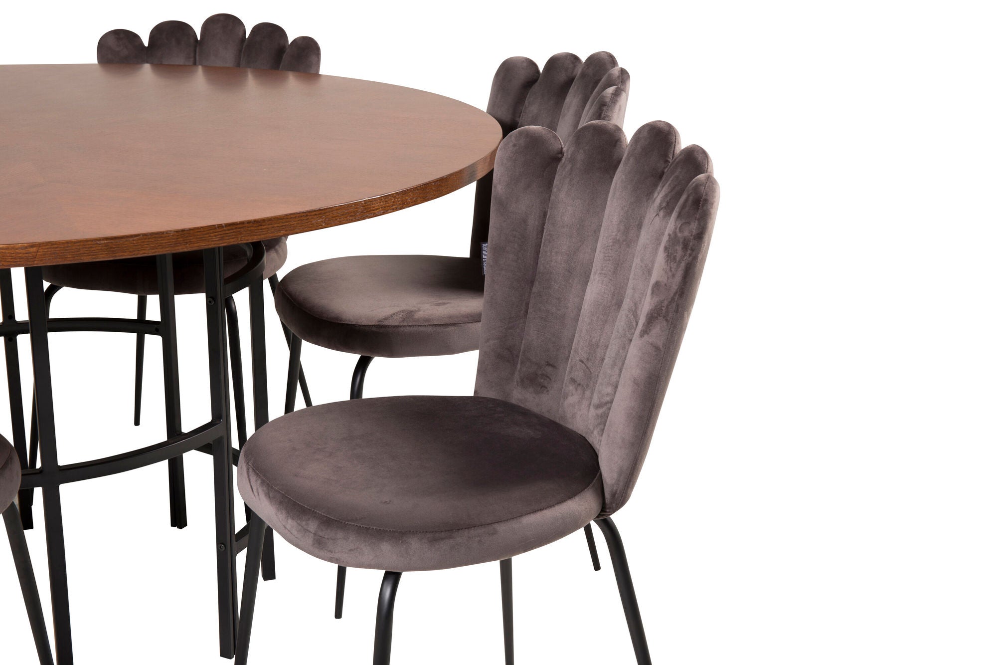 Venture Home Copenhagen - spisebord round - Brown / Black - Limhamn stol - Grey 6