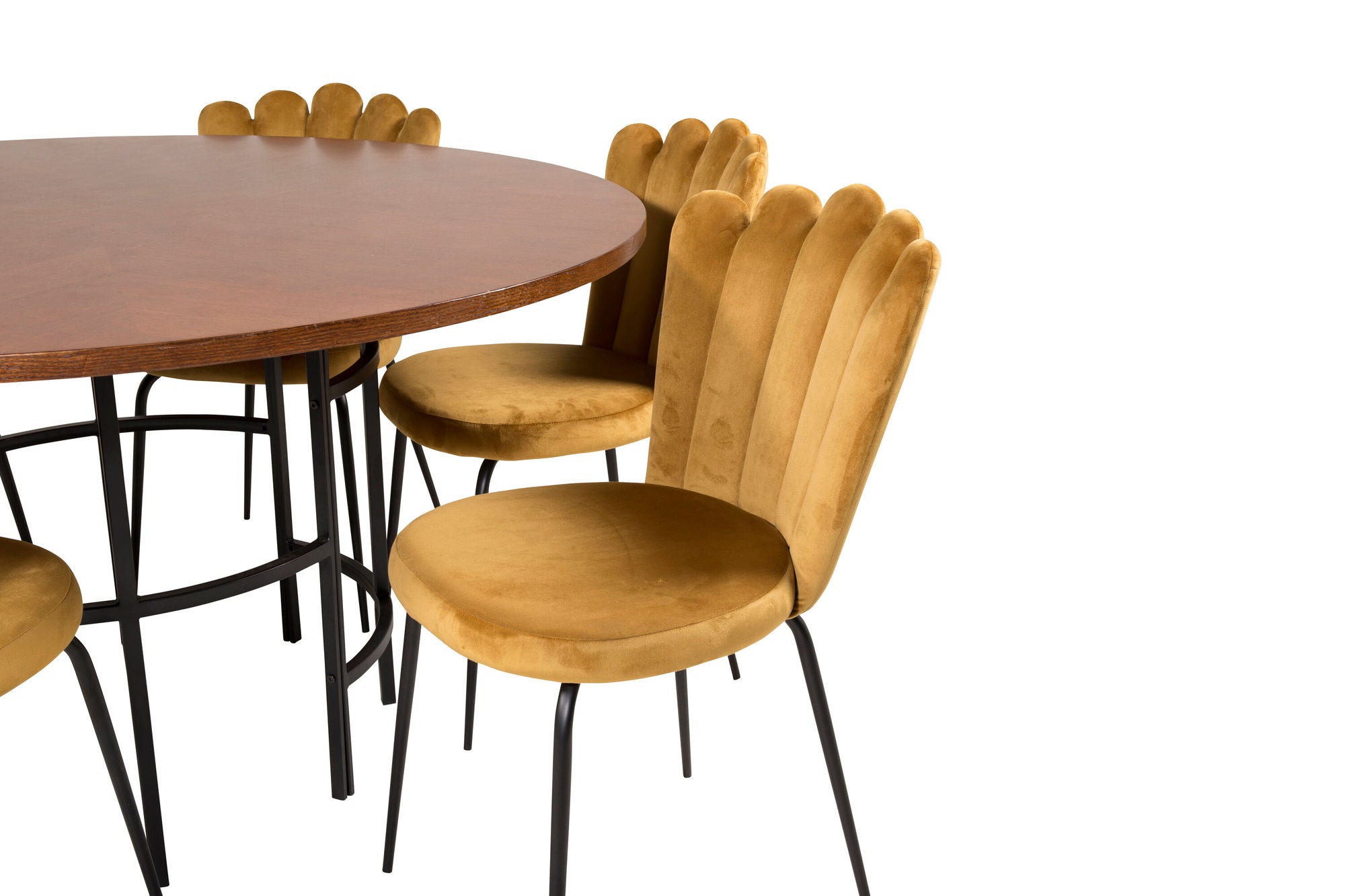 Venture Home Copenhagen - spisebord round - Brown / Black+Limhamn Light - stol - Gold Velvet_6