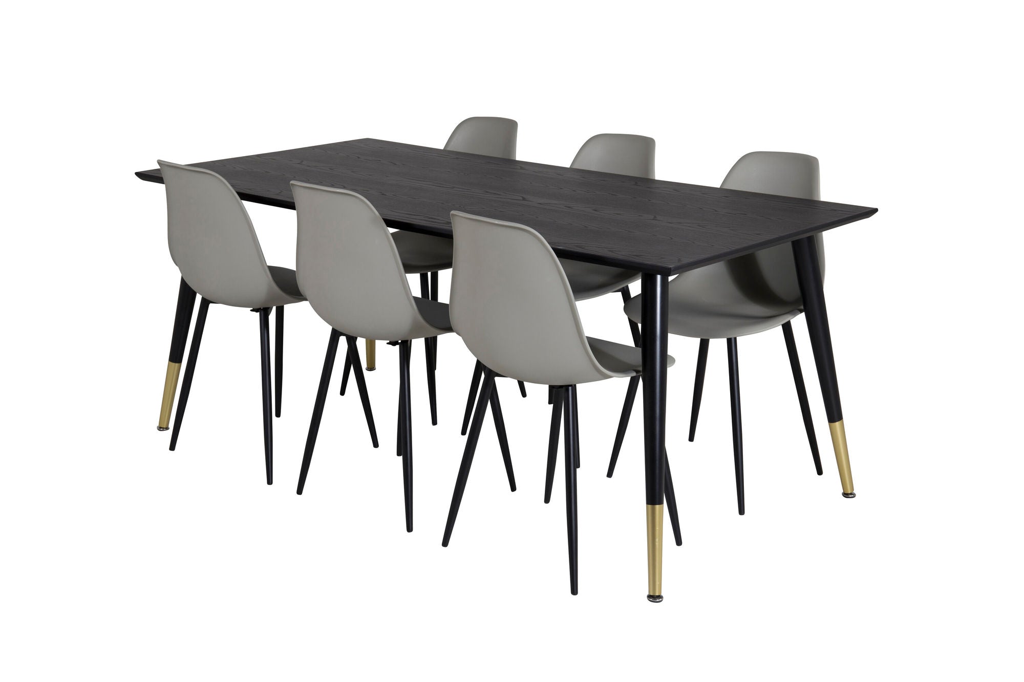 Venture Home Dipp spisebord - 180*90cm - Black / Black Brass+Polar Plastic Spisebordsstol - Black Legs / Grey Plastic_6