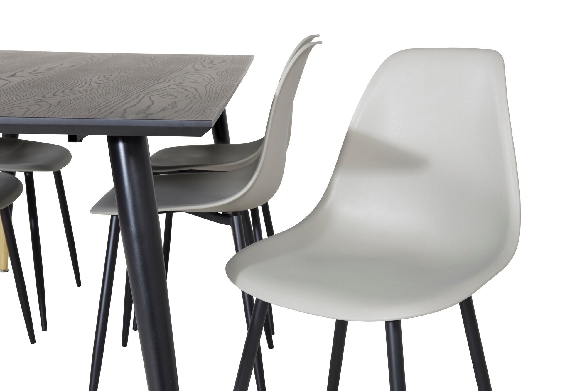 Venture Home Dipp spisebord - 180*90cm - Black / Black Brass+Polar Plastic Spisebordsstol - Black Legs / Grey Plastic_6