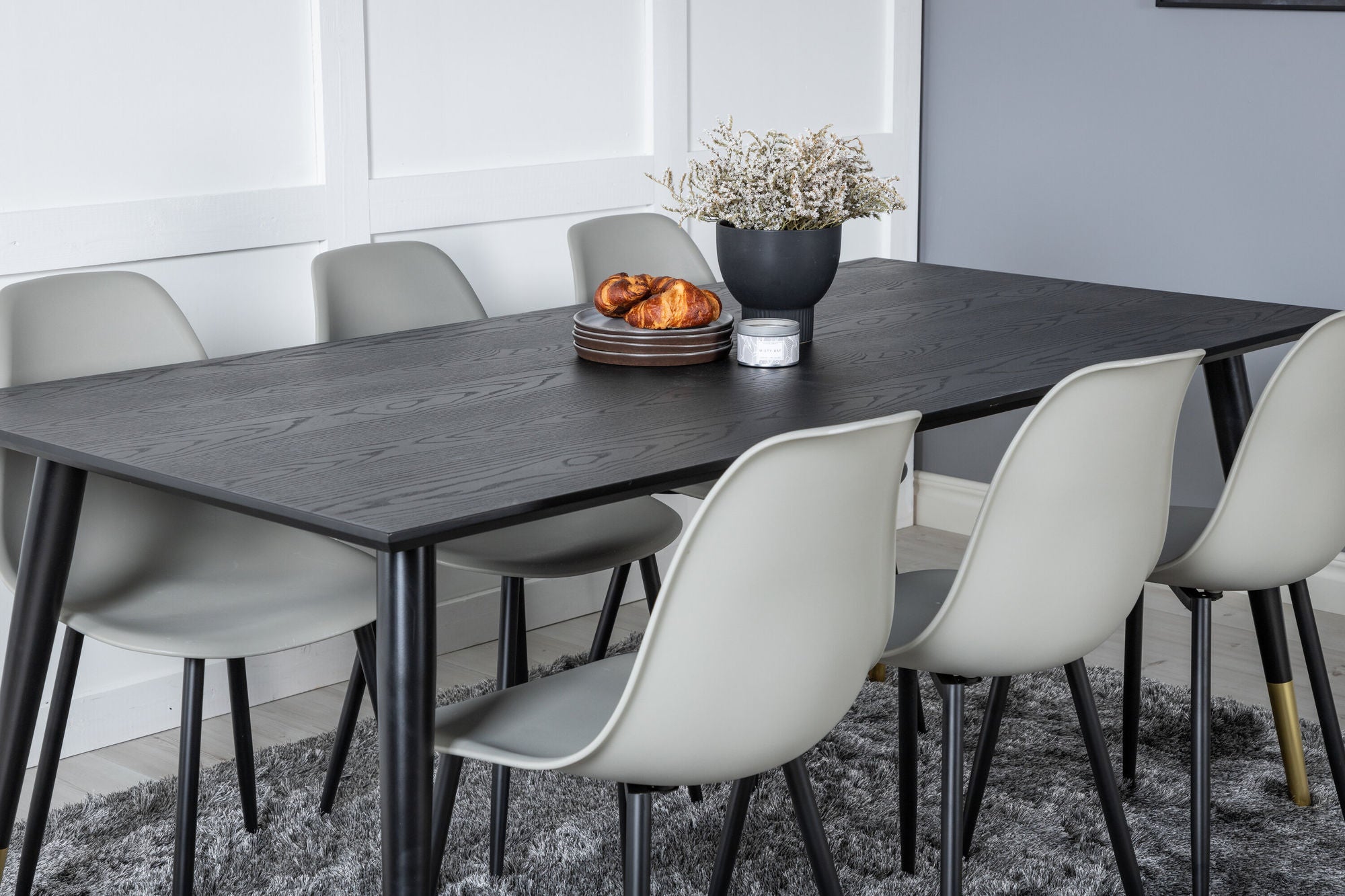 Venture Home Dipp spisebord - 180*90cm - Black / Black Brass+Polar Plastic Spisebordsstol - Black Legs / Grey Plastic_6