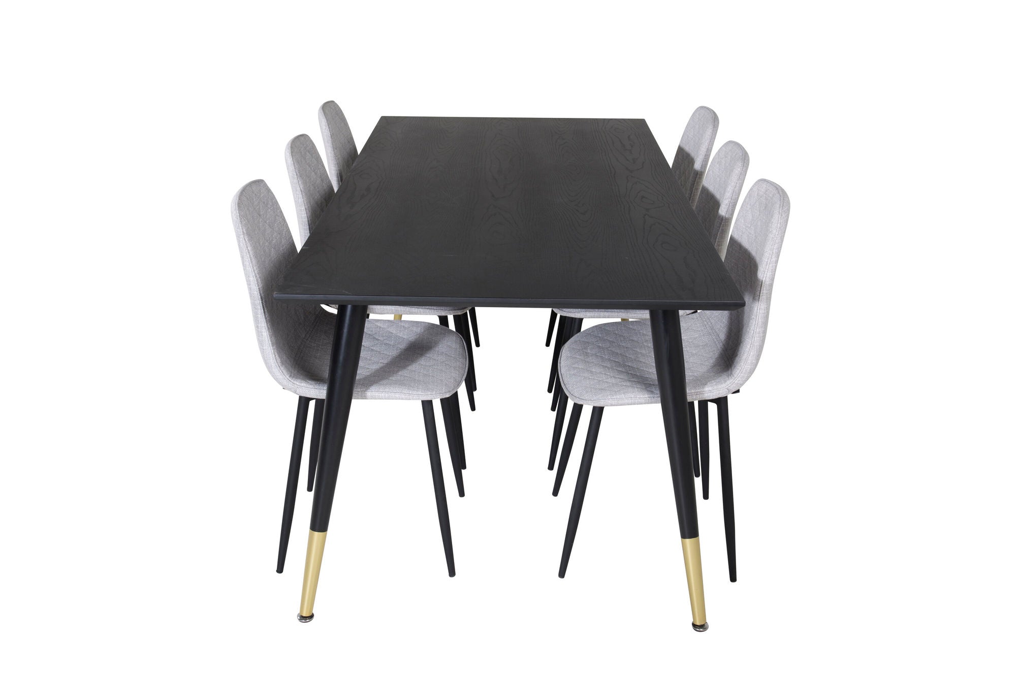 Venture Home Dipp spisebord - 180*90cm - Black / Black Brass+Polar Diamond Spisebordsstol - Black Legs - Grey Fabric_6