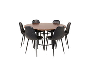 Venture Home Copenhagen - spisebord round - Brown / Black+Polar Matstol - Svart / Svart PU _6