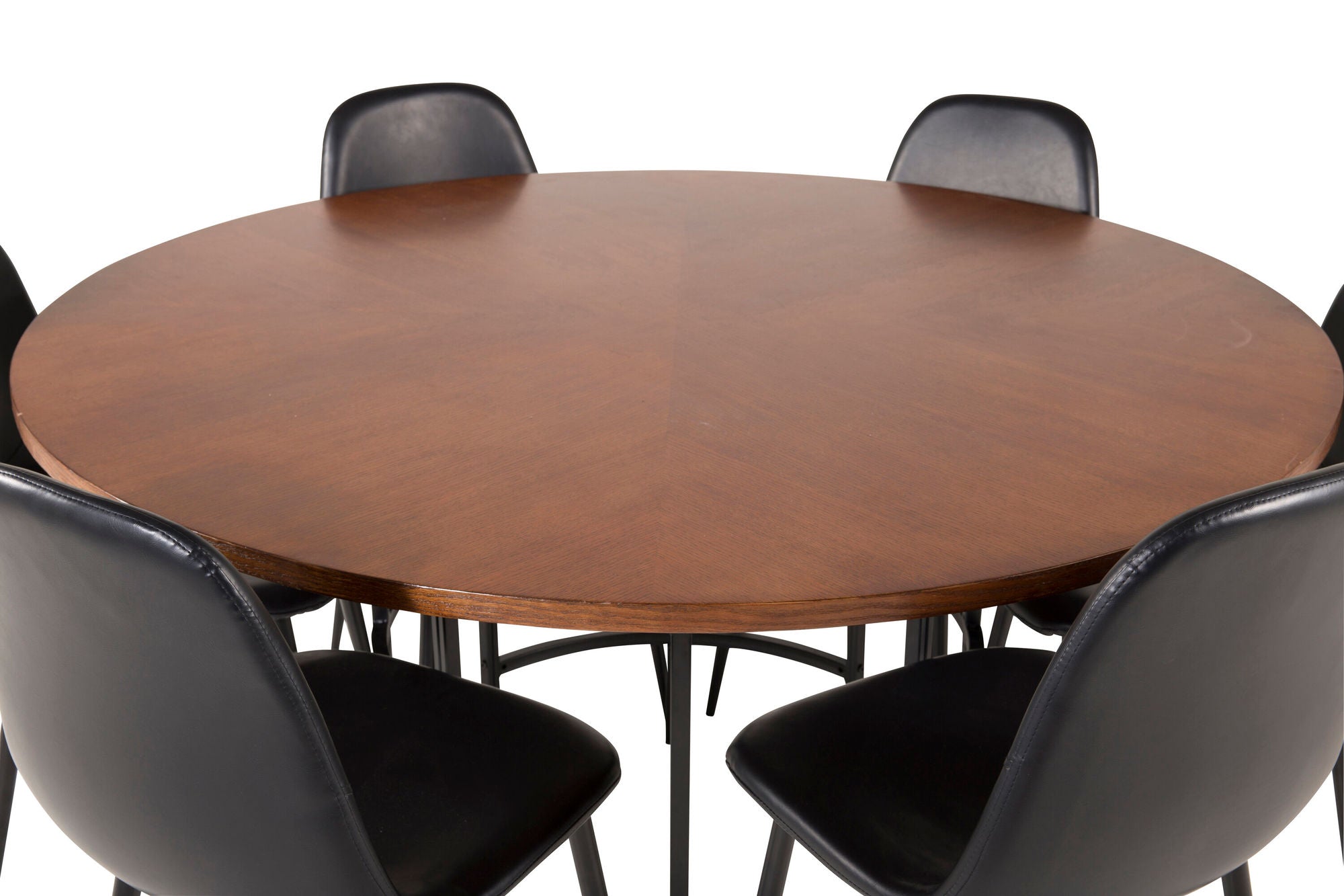 Venture Home Copenhagen - spisebord round - Brown / Black+Polar Matstol - Svart / Svart PU _6