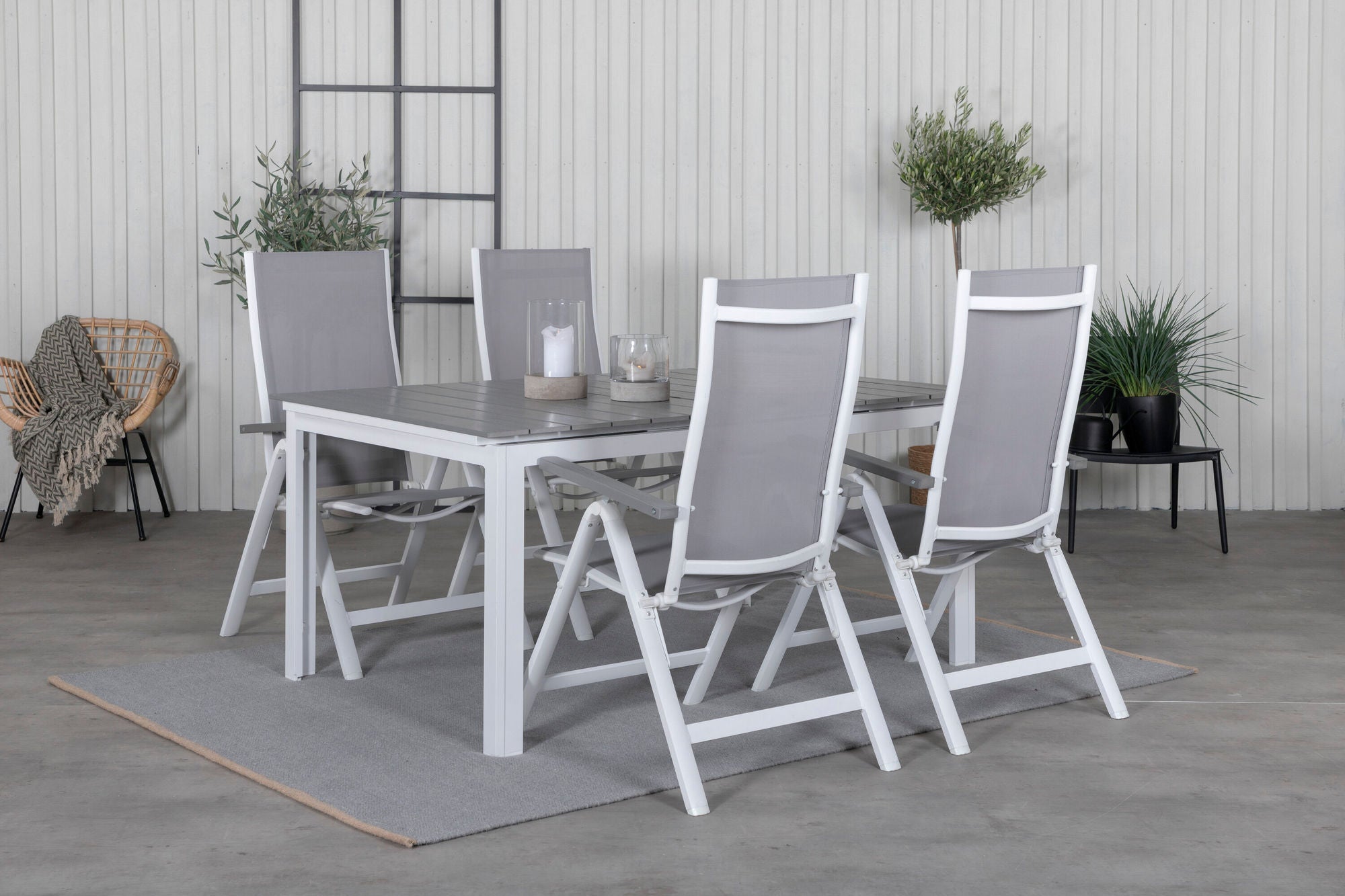 Venture Home Levels bord 160/240 - White/Grey+Albany Light 5-pos white alu / Grey Textilene_4