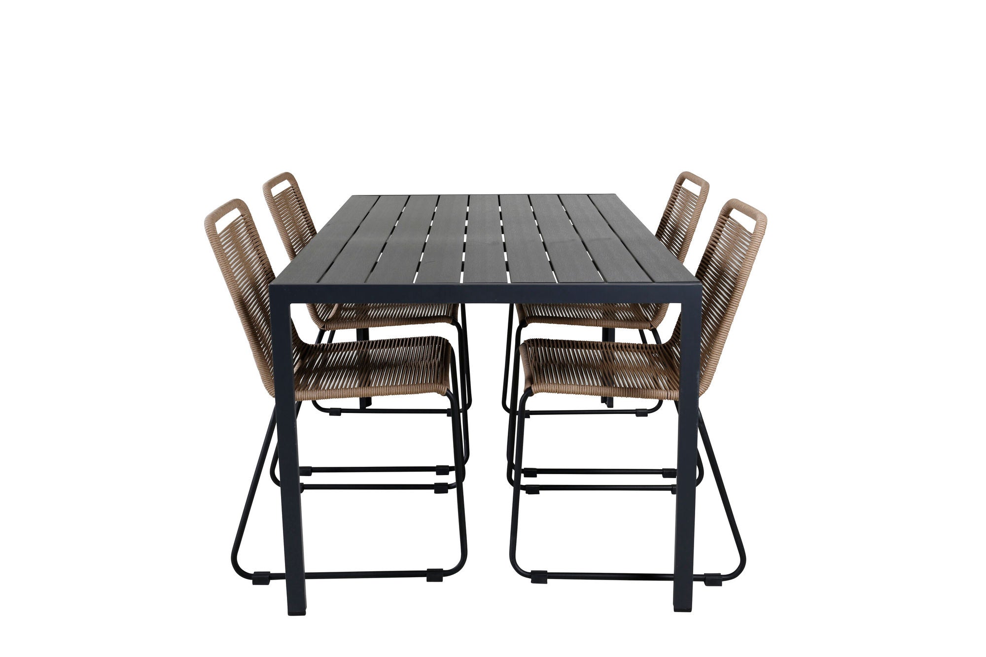 Venture Home Break bord 150*90 - Black/Black+Lindos Stacking stol - Black Alu / Latte Rope_4