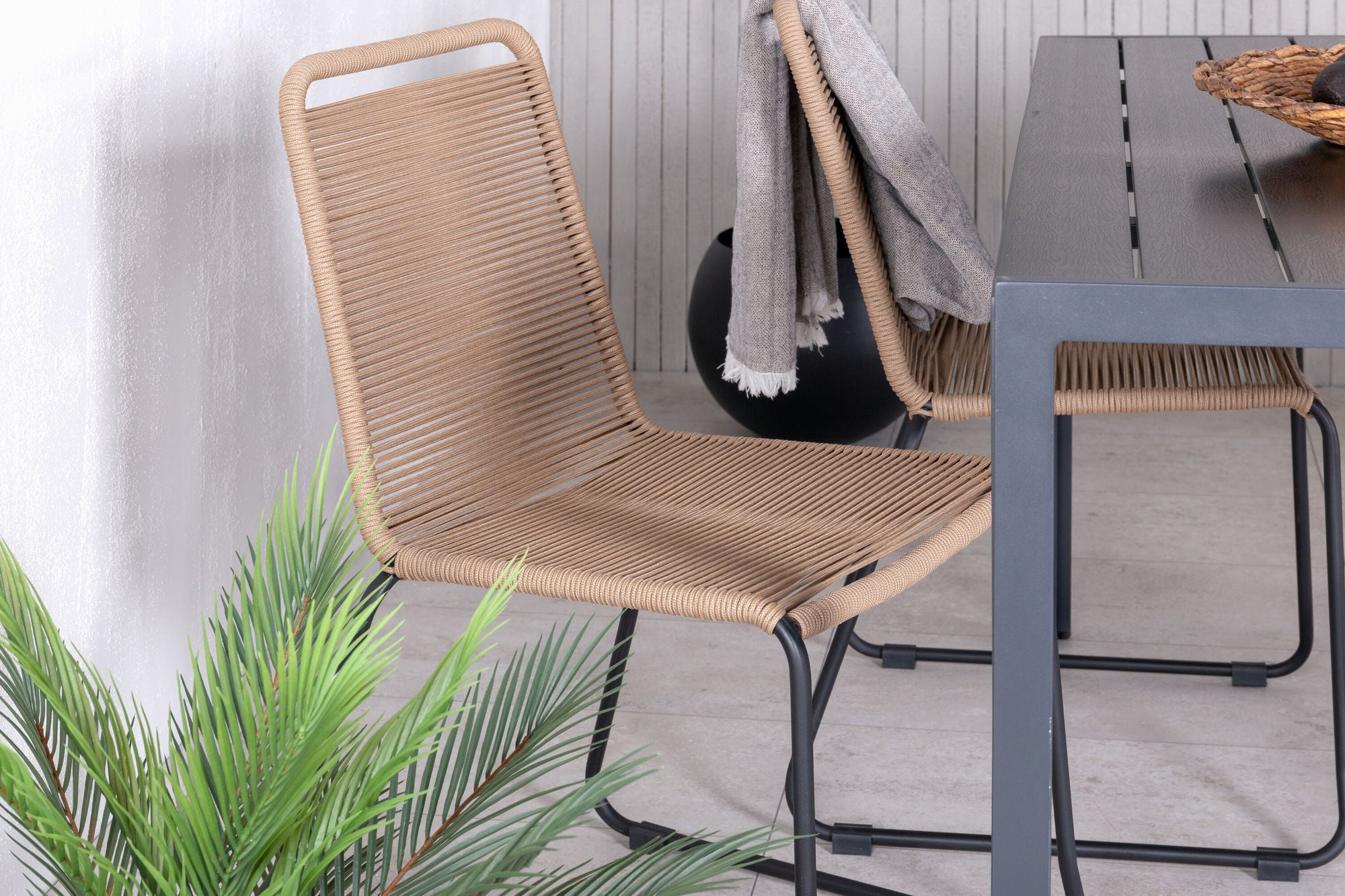 Venture Home Break bord 150*90 - Black/Black+Lindos Stacking stol - Black Alu / Latte Rope_4