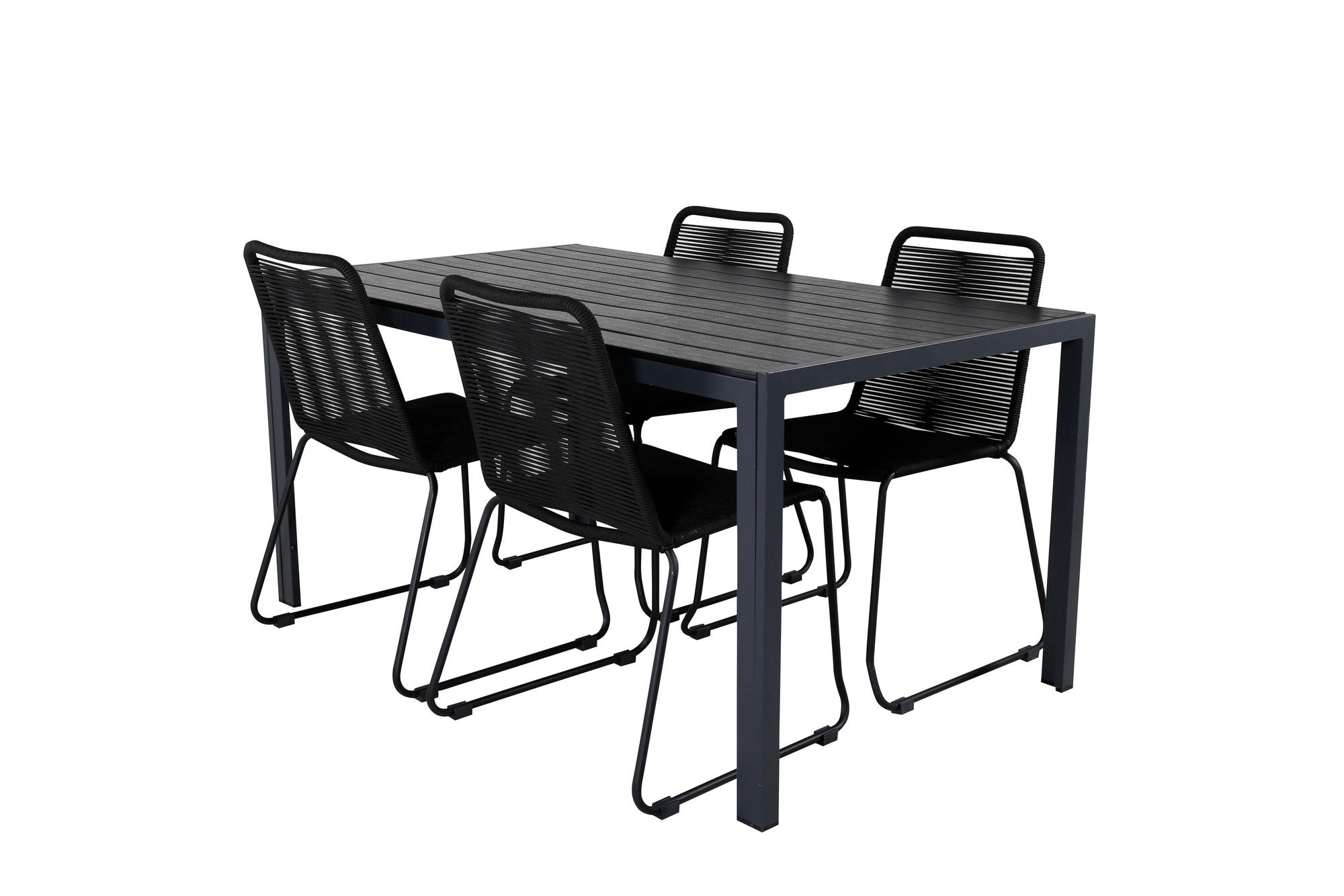 Venture Home Break bord 150*90 - Black/Black+Lindos Stacking stol - Black Alu / Black Rope_4