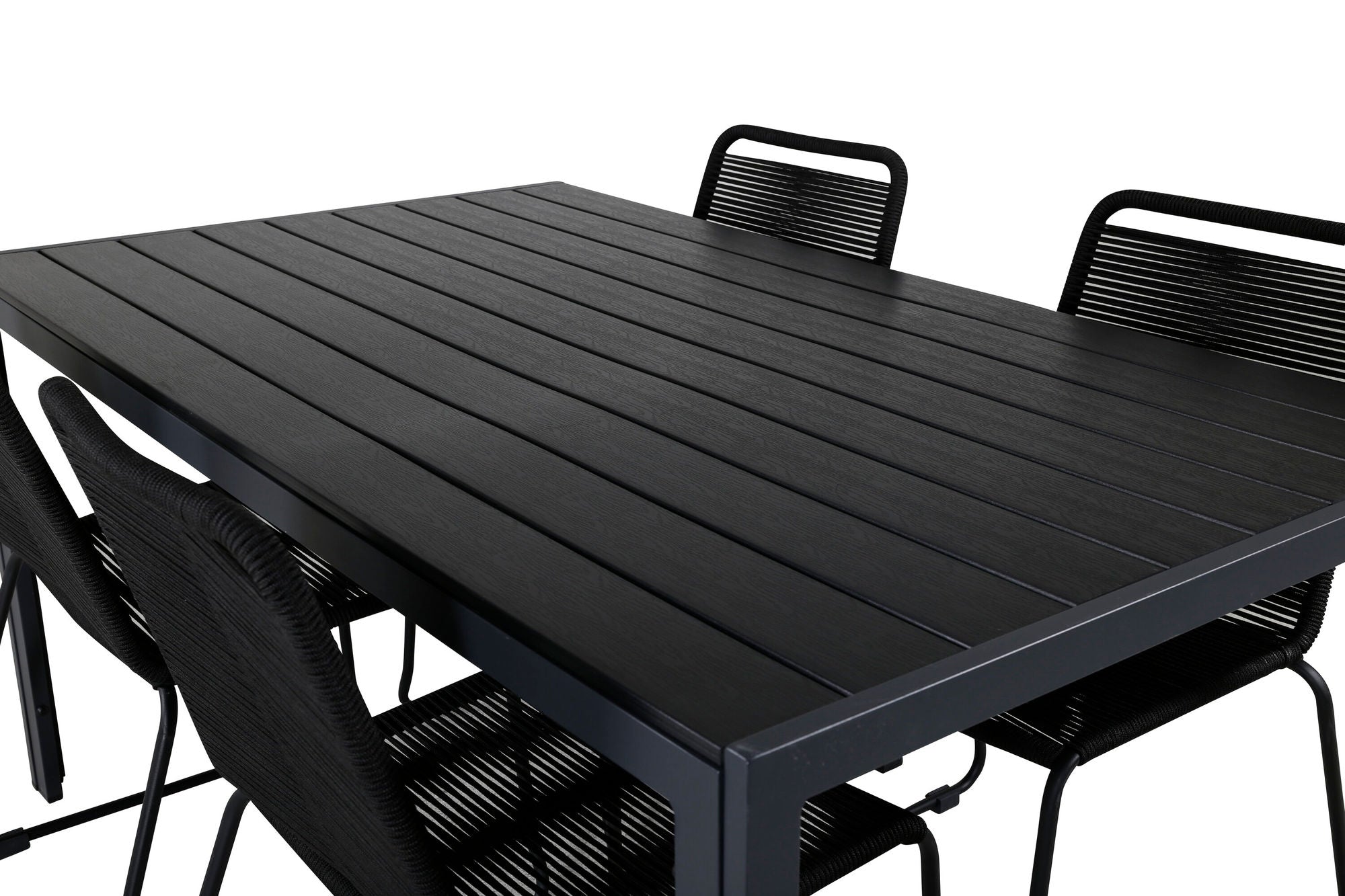 Venture Home Break bord 150*90 - Black/Black+Lindos Stacking stol - Black Alu / Black Rope_4
