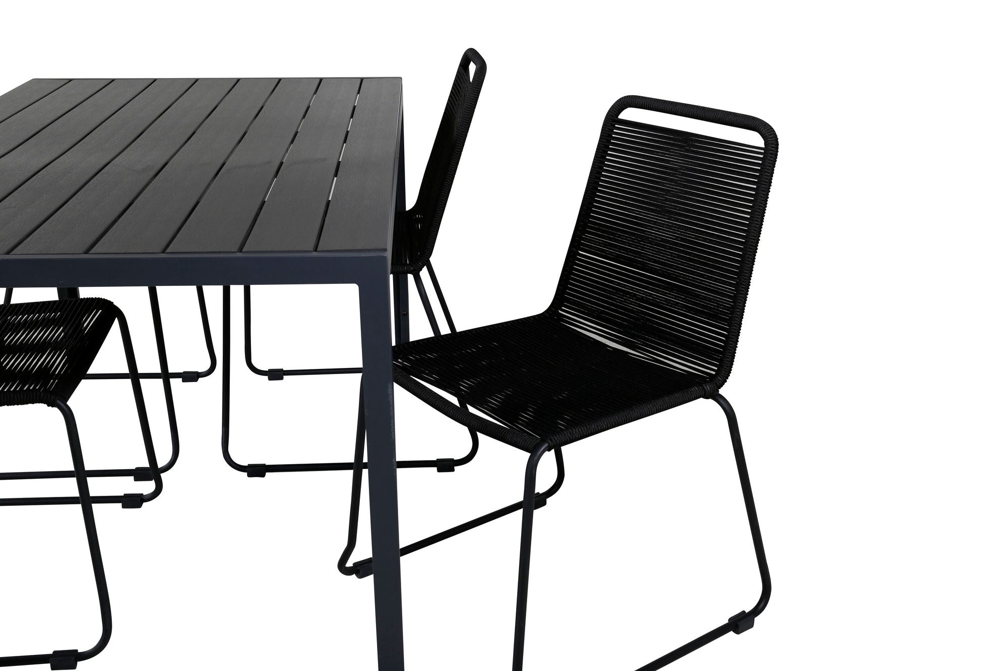Venture Home Break bord 150*90 - Black/Black+Lindos Stacking stol - Black Alu / Black Rope_4