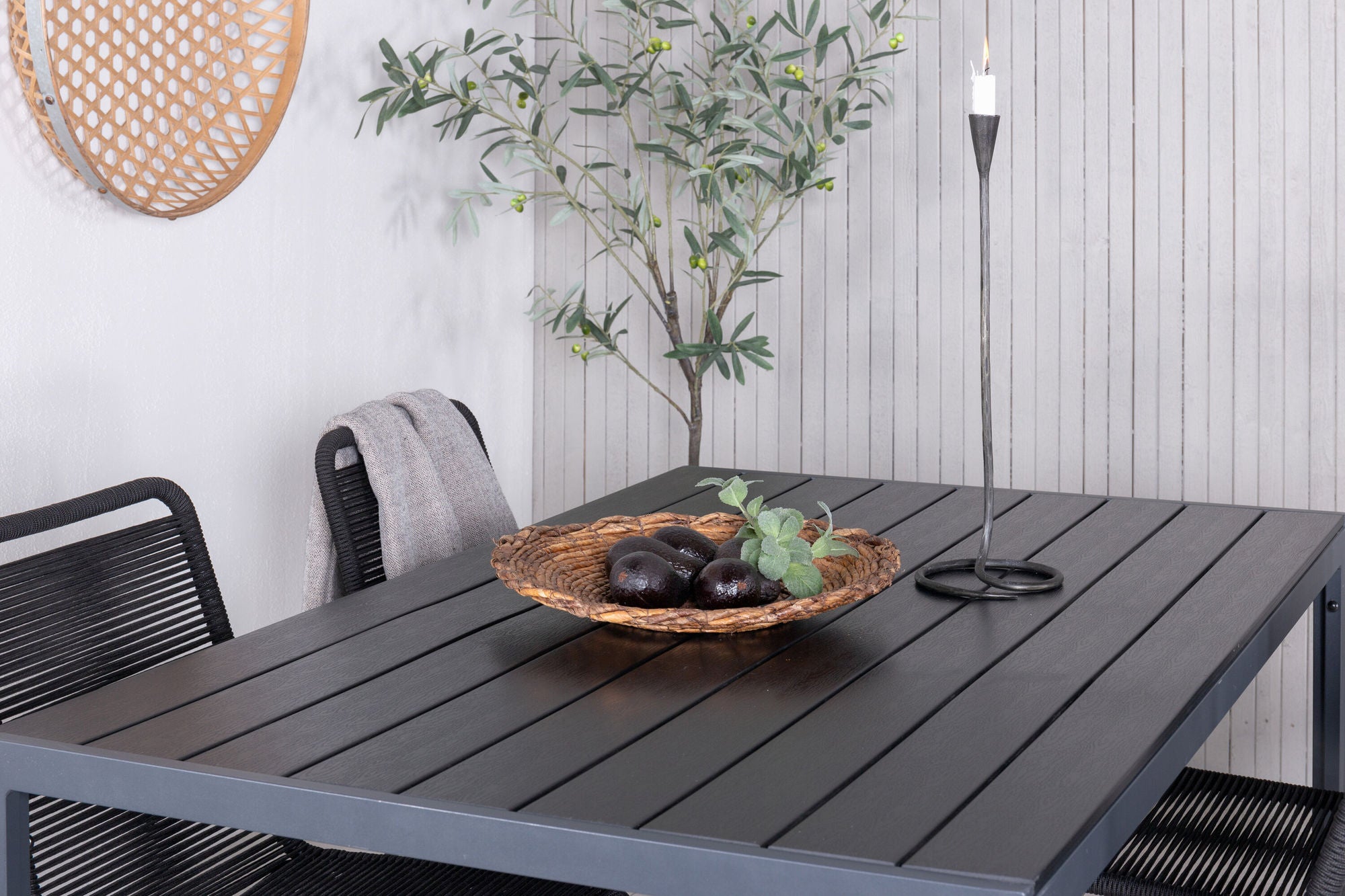 Venture Home Break bord 150*90 - Black/Black+Lindos Stacking stol - Black Alu / Black Rope_4