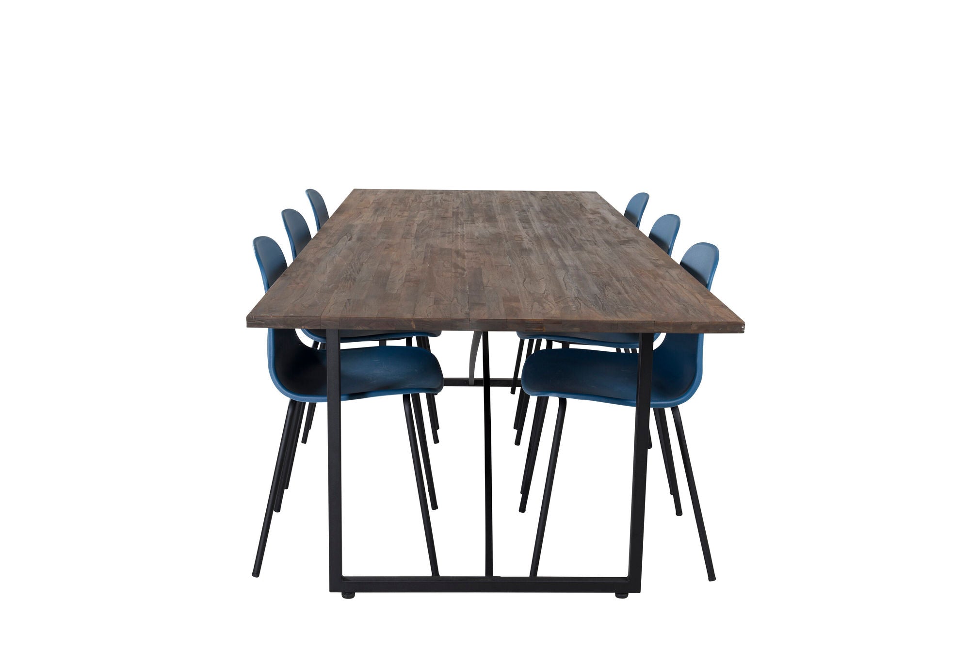 Venture Home Padang spisebord - 250*100*H76 - Dark Teak / Black+Arctic Spisebordsstol - Black Legs - Blue Plastic_6