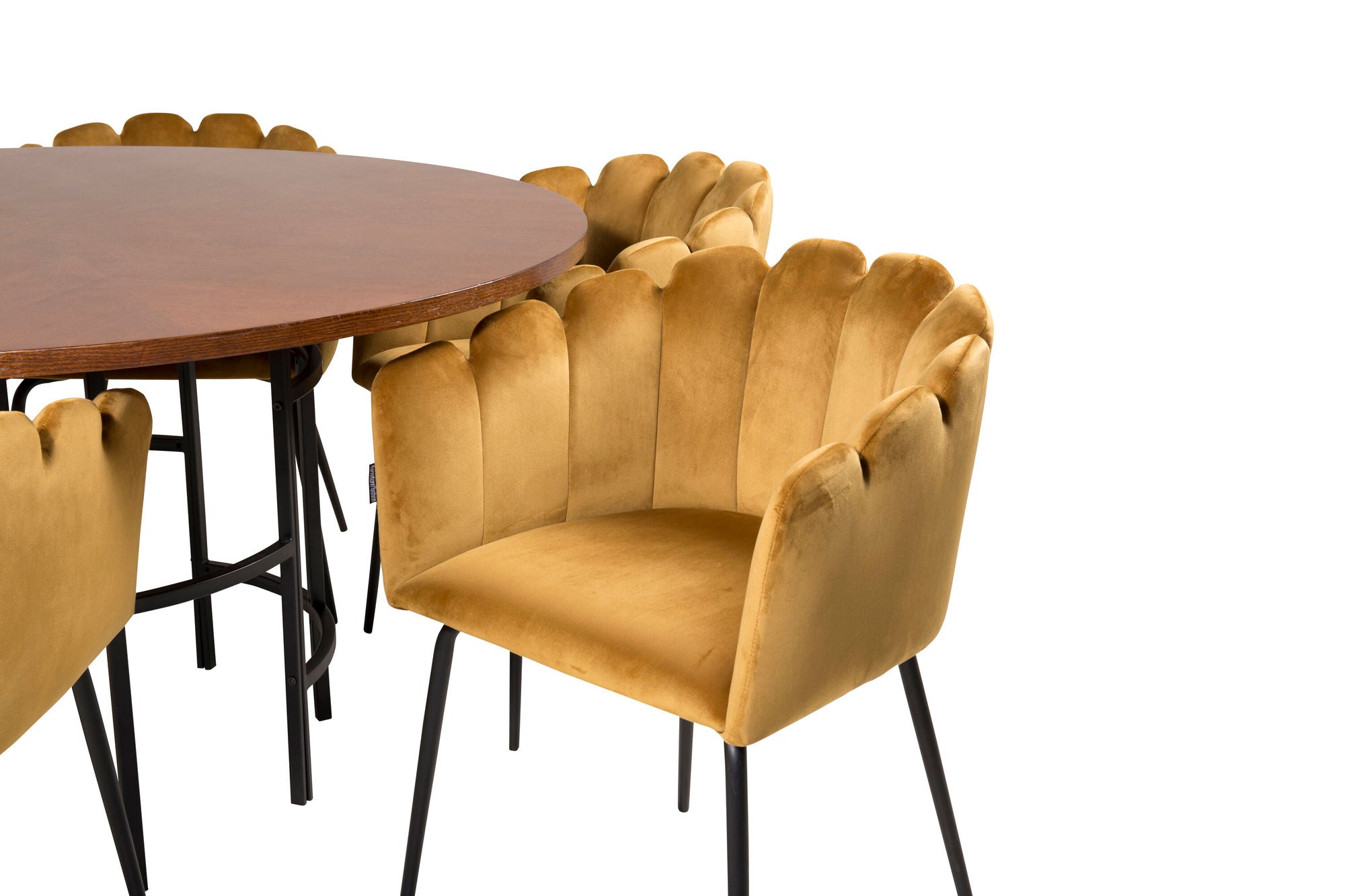 Venture Home Copenhagen - spisebord round - Brown / Black+Limhamn - stol - Gold Velvet_6