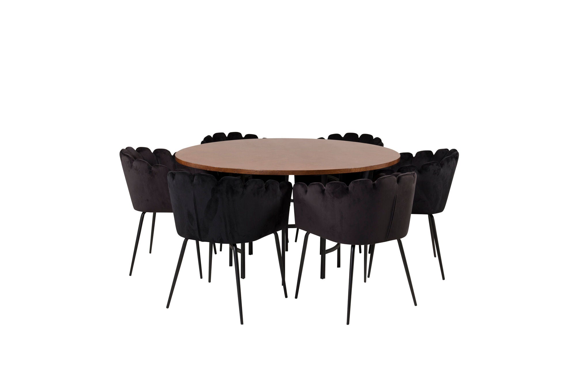 Venture Home Copenhagen - spisebord round - Brown / Black+Limhamn - stol - Black Velvet_6