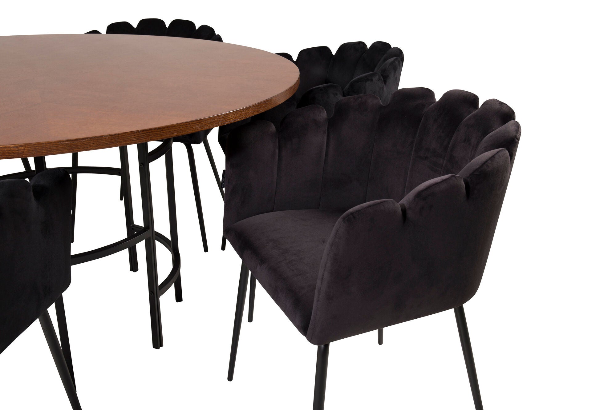 Venture Home Copenhagen - spisebord round - Brown / Black+Limhamn - stol - Black Velvet_6