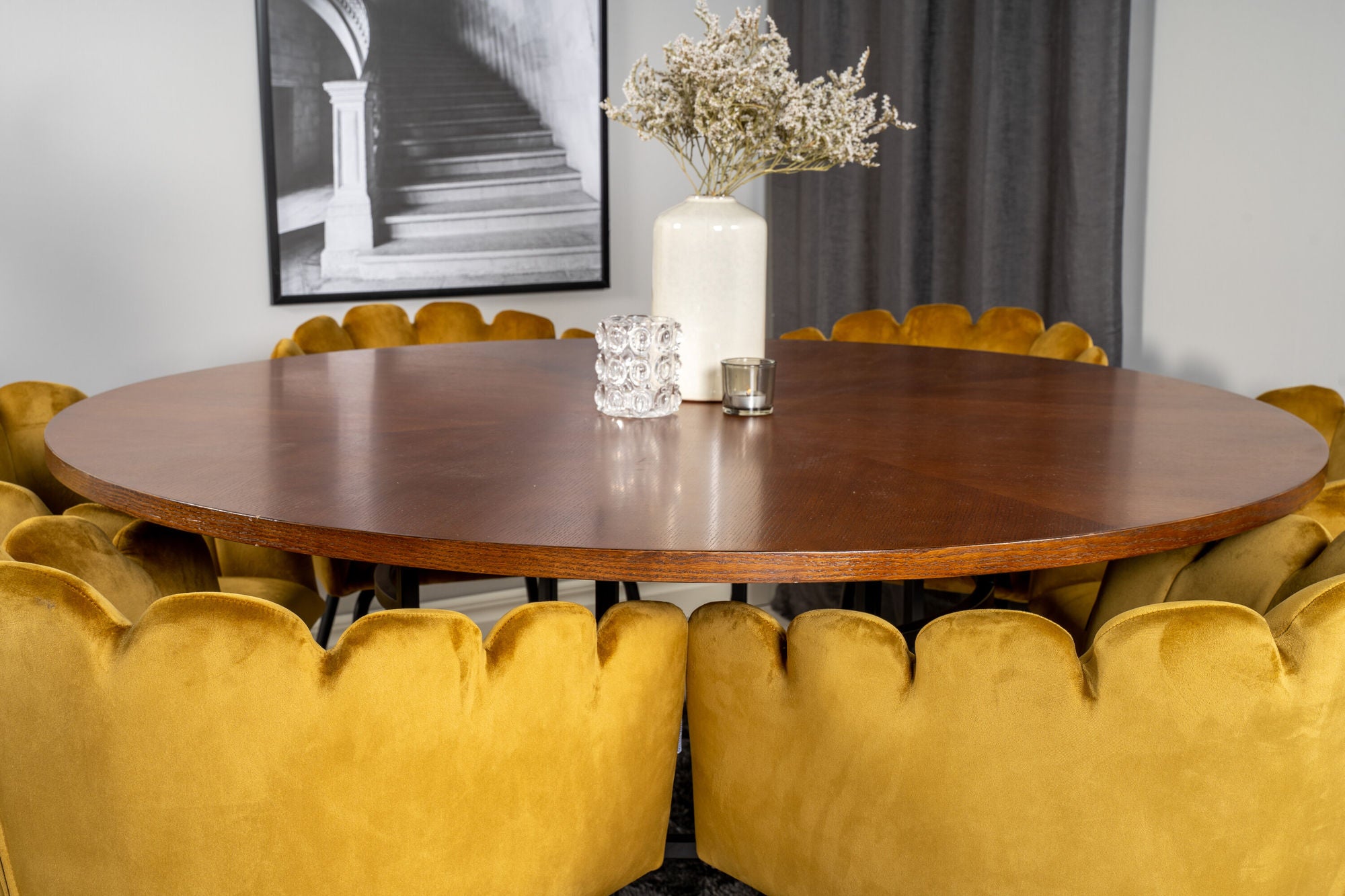 Venture Home Copenhagen - spisebord round - Brown / Black+Limhamn - stol - Gold Velvet_6