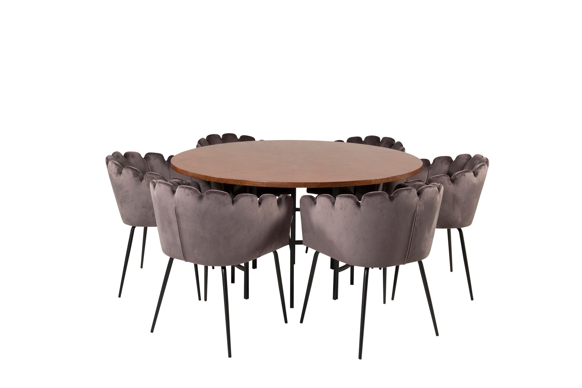 Venture Home Copenhagen - spisebord round - Brown / Black+Limhamn - stol - Grey Velvet_6