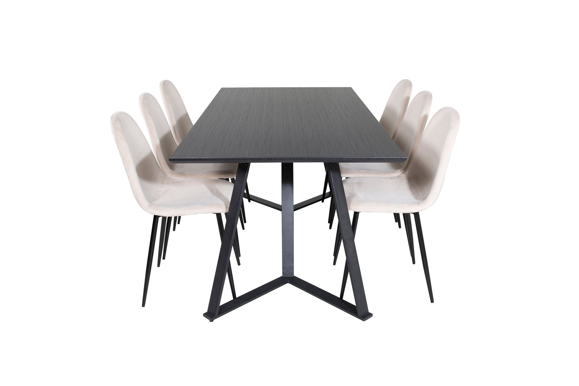 Venture Home Marina spisebord - Black top / Black Legs +Polar Spisebordsstol- Black legs / Beige Velvet (ersätter 19902-880)_6