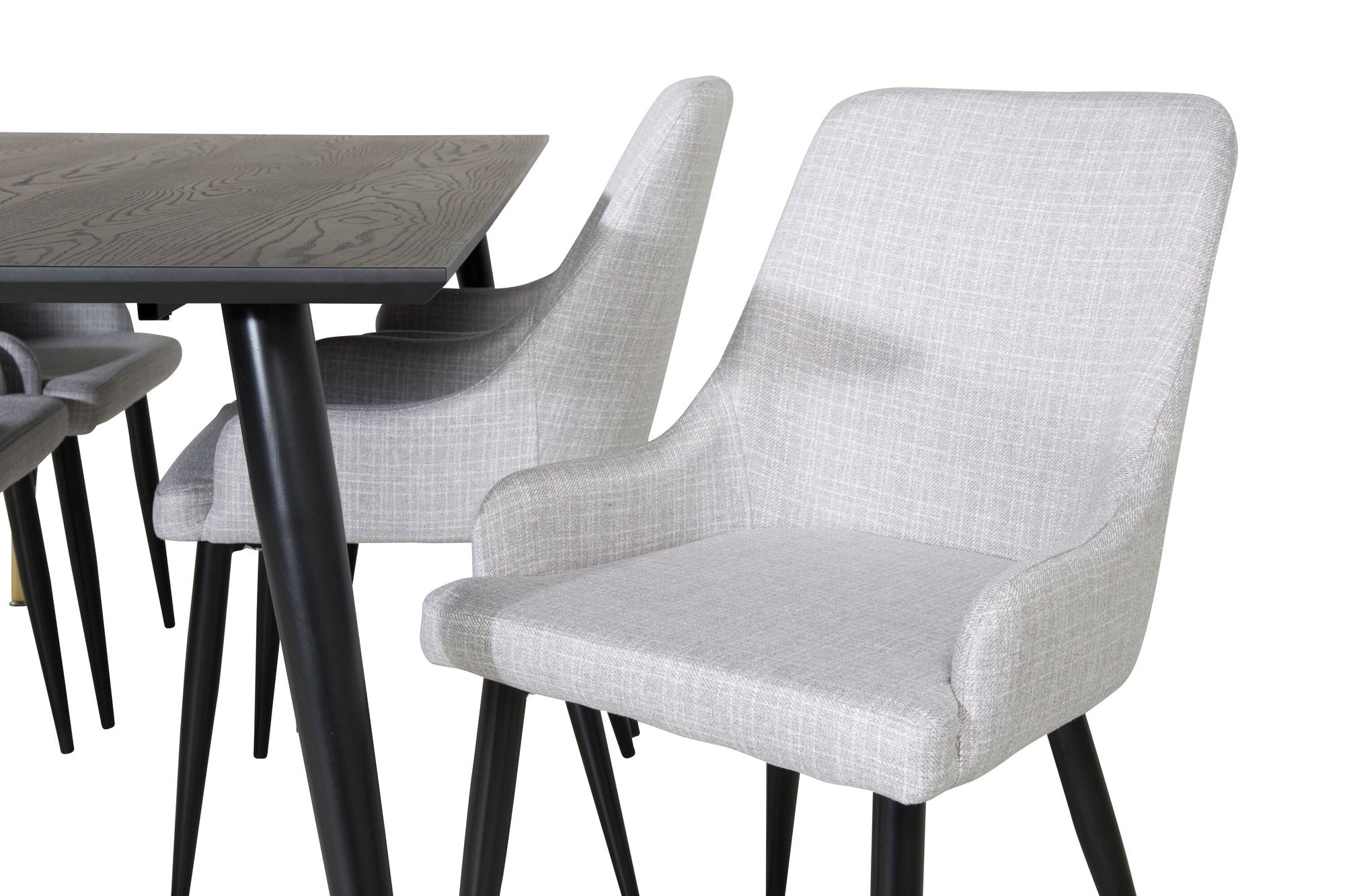 Venture Home Dipp spisebord - 180*90cm - Black / Black Brass+Plaza Dining chair - Black legs - Light Grey Fabric_6