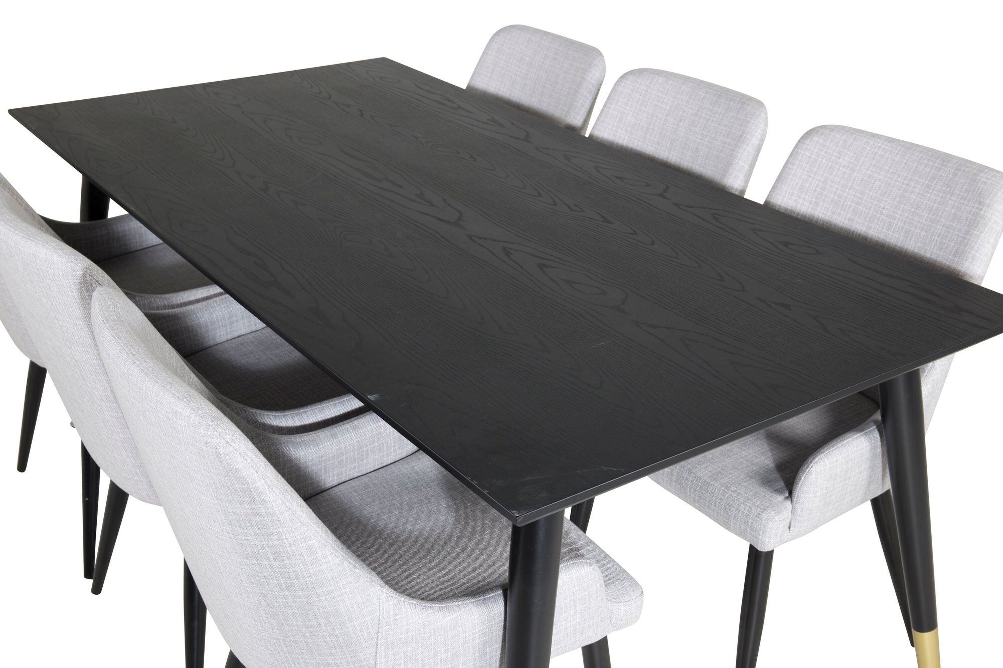 Venture Home Dipp spisebord - 180*90cm - Black / Black Brass+Plaza Dining chair - Black legs - Light Grey Fabric_6