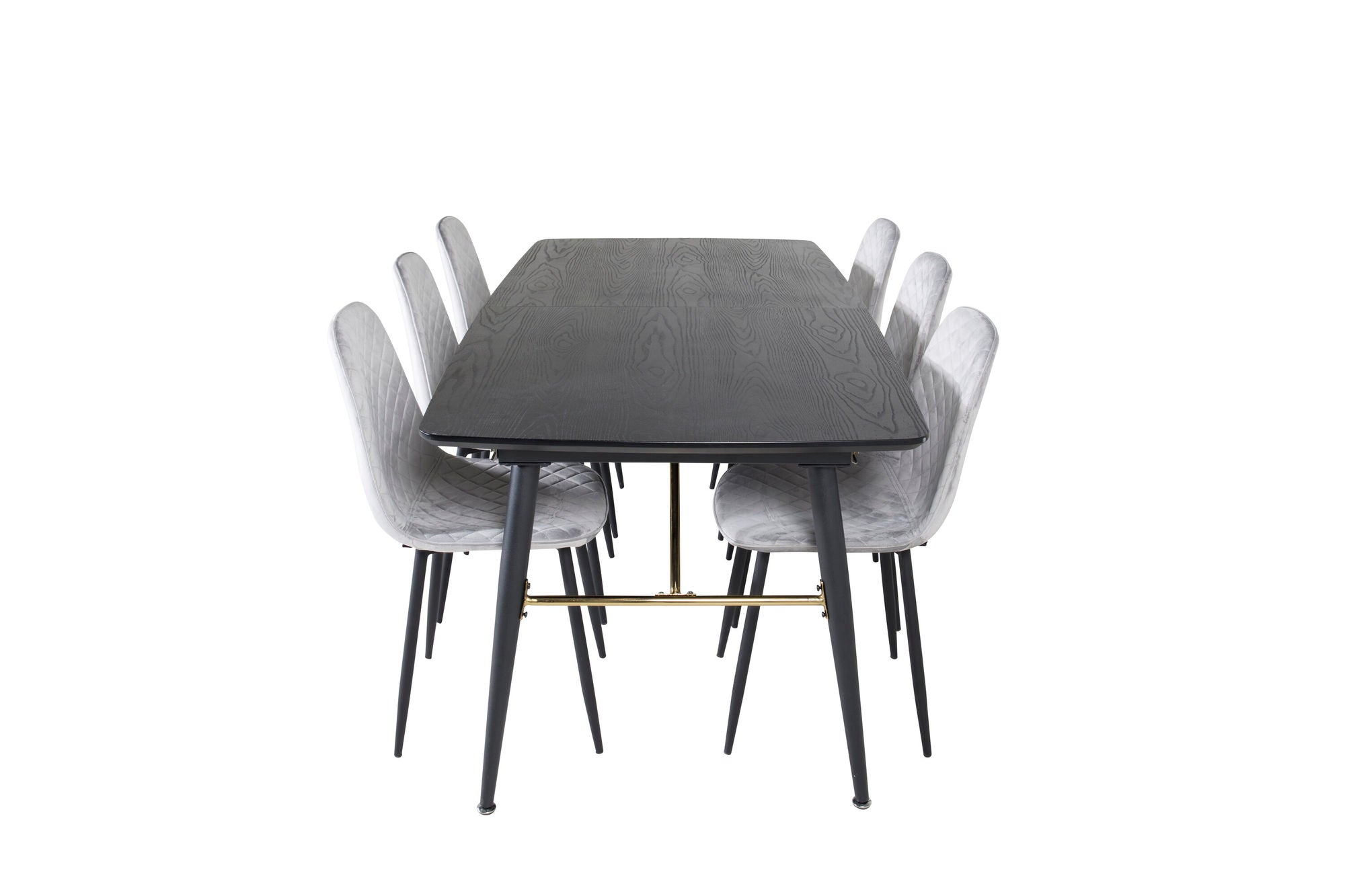 Venture Home Gold Extention bord - 180/220*85*H76 Black Veneer - Black legs - Brass details+Polar Diamond Spisebordsstol - Black Legs - Grey Velvet_6
