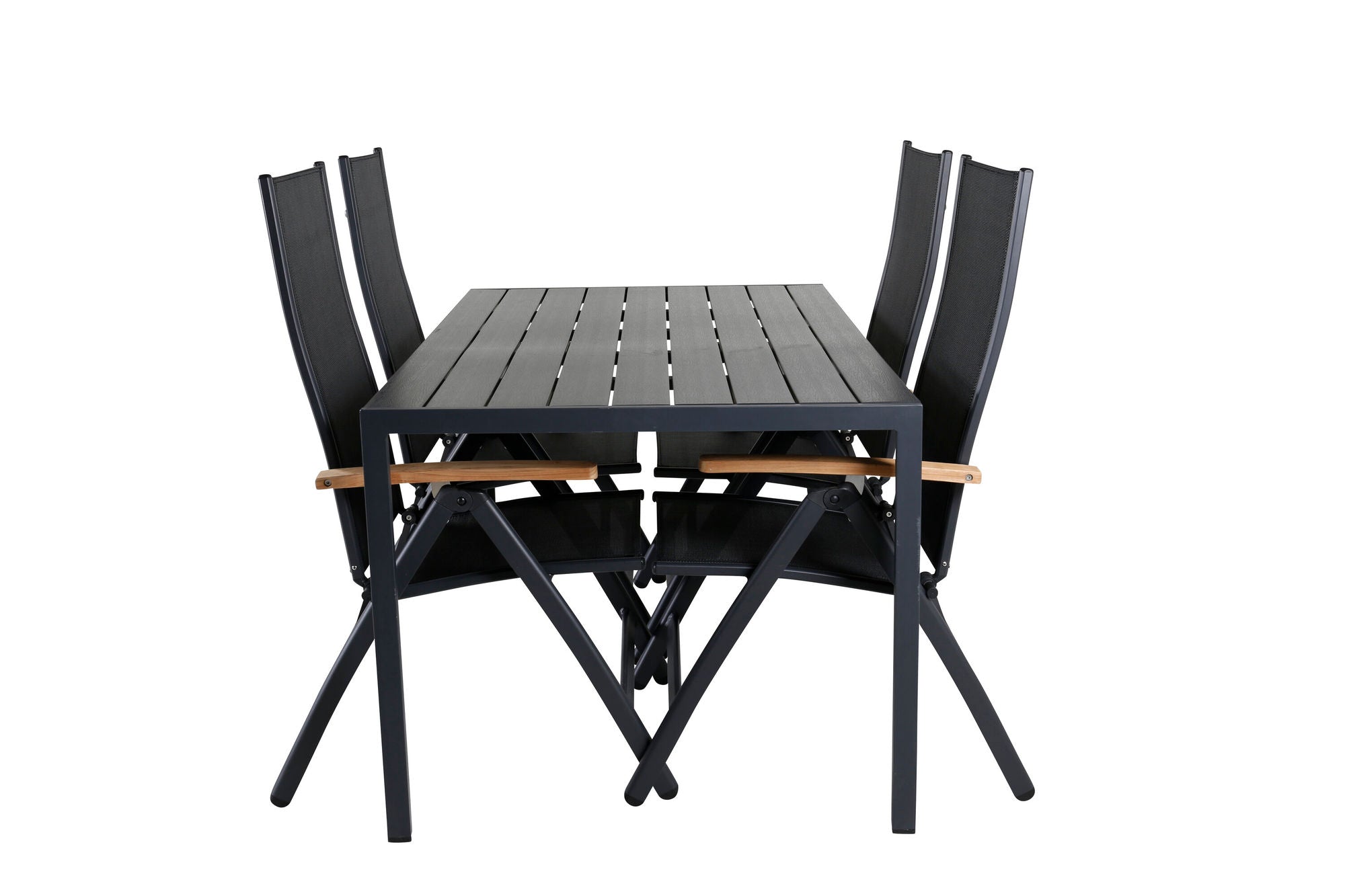 Venture Home Break bord 150*90 - Black/Black+Panama Light 5-pos stol Black / Black and teak_4