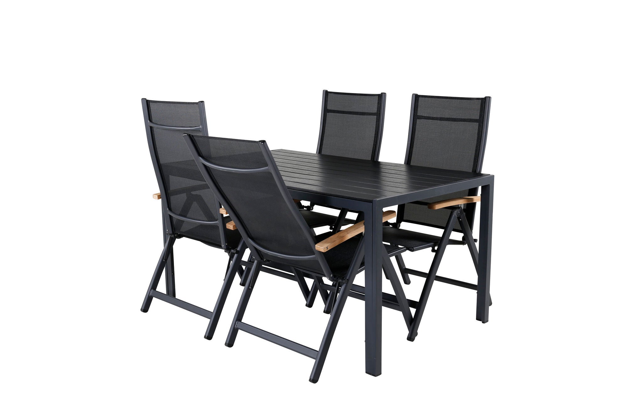 Venture Home Break bord 150*90 - Black/Black+Panama Light 5-pos stol Black / Black and teak_4
