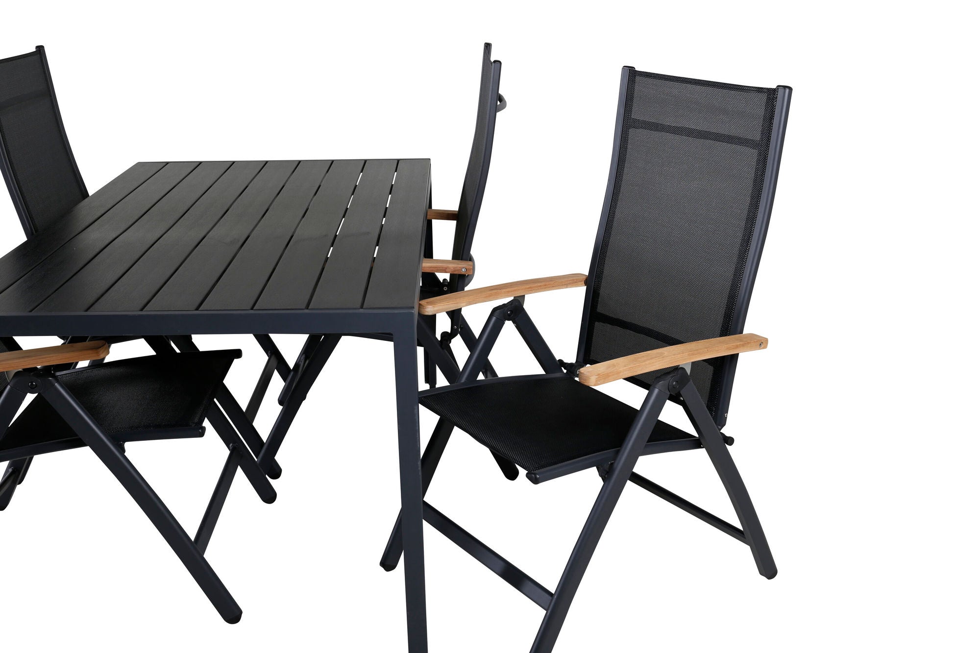 Venture Home Break bord 150*90 - Black/Black+Panama Light 5-pos stol Black / Black and teak_4