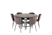 Venture Home Copenhagen - spisebord round - Black / Black - Limhamn stol - Grey 6