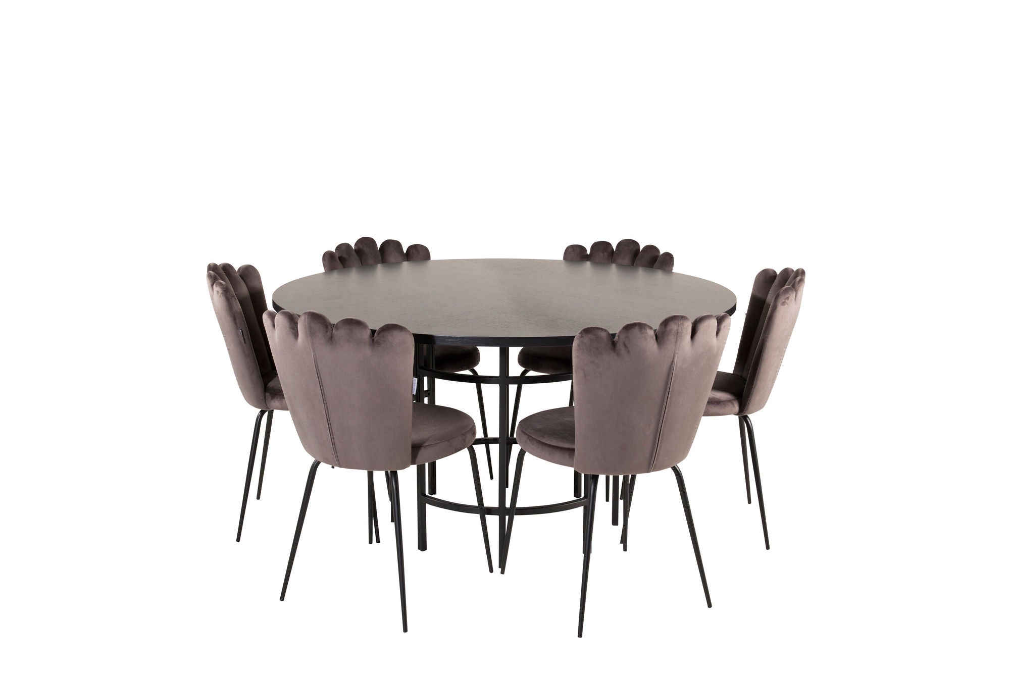 Venture Home Copenhagen - spisebord round - Black / Black - Limhamn stol - Grey 6