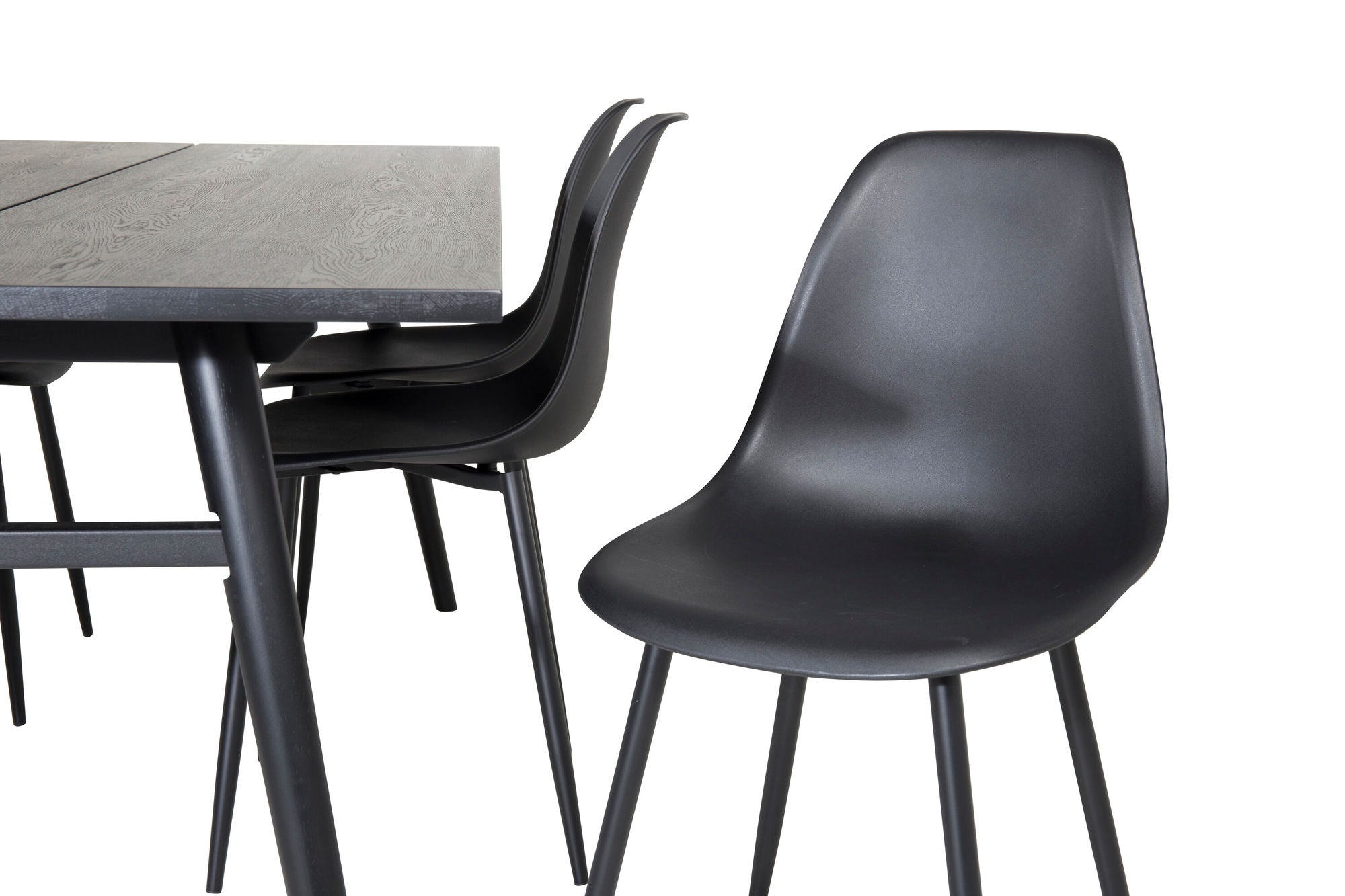 Venture Home Sleek Extentionbord Black Brushed - 195*95+Polar Plastic Spisebordsstol - Black Legs / Black Plastic_6