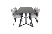 Venture Home Marina spisebord - Black top / Black Legs +Polar Spisebordsstol - Black legs / Light Grey Velvet (ersätter 19902-885)_6