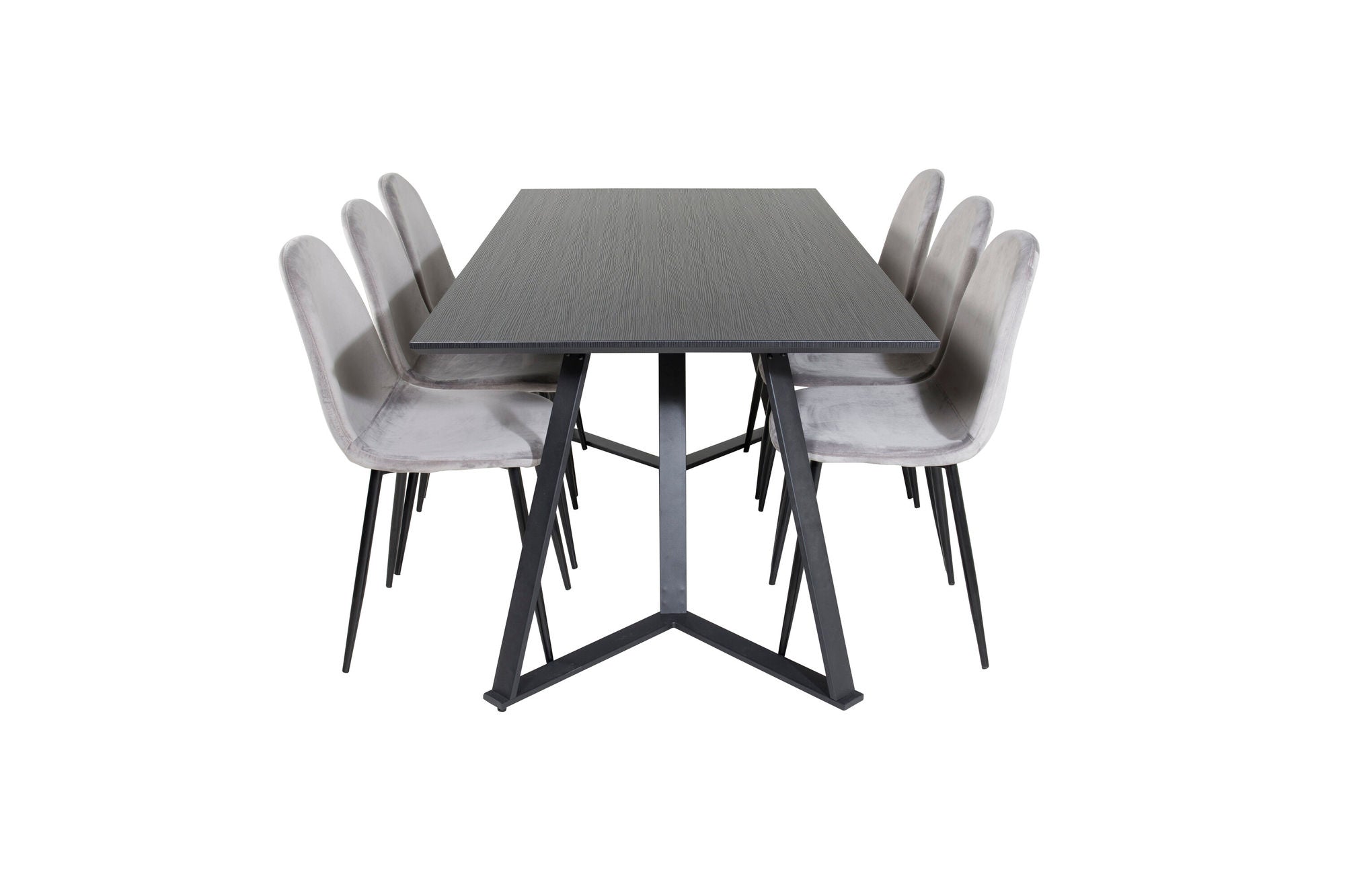 Venture Home Marina spisebord - Black top / Black Legs +Polar Spisebordsstol - Black legs / Light Grey Velvet (ersätter 19902-885)_6