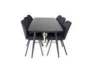 Venture Home Gold Extention bord - 180/220*85*H76 Black Veneer - Black legs - Brass details+Gemma Spisebordsstol - Black Legs - Black Fabric_6