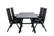 Venture Home Virya spisebord - BLACK Alu / Grey Glass - small bord+Break 5:pos stol - Black/Black_4