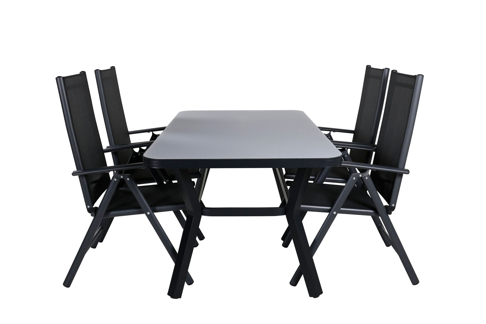 Venture Home Virya spisebord - BLACK Alu / Grey Glass - small bord+Break 5:pos stol - Black/Black_4