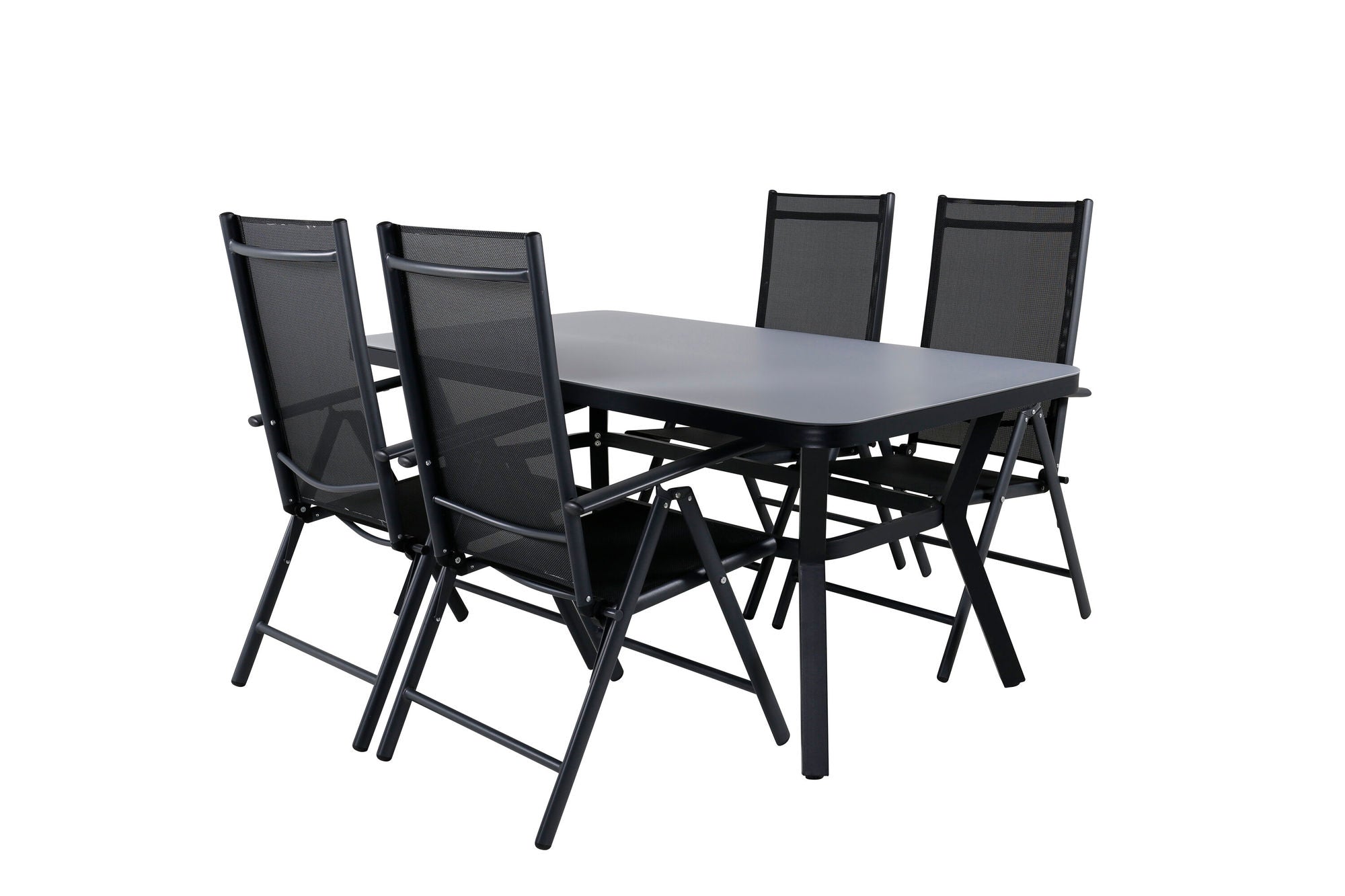 Venture Home Virya spisebord - BLACK Alu / Grey Glass - small bord+Break 5:pos stol - Black/Black_4